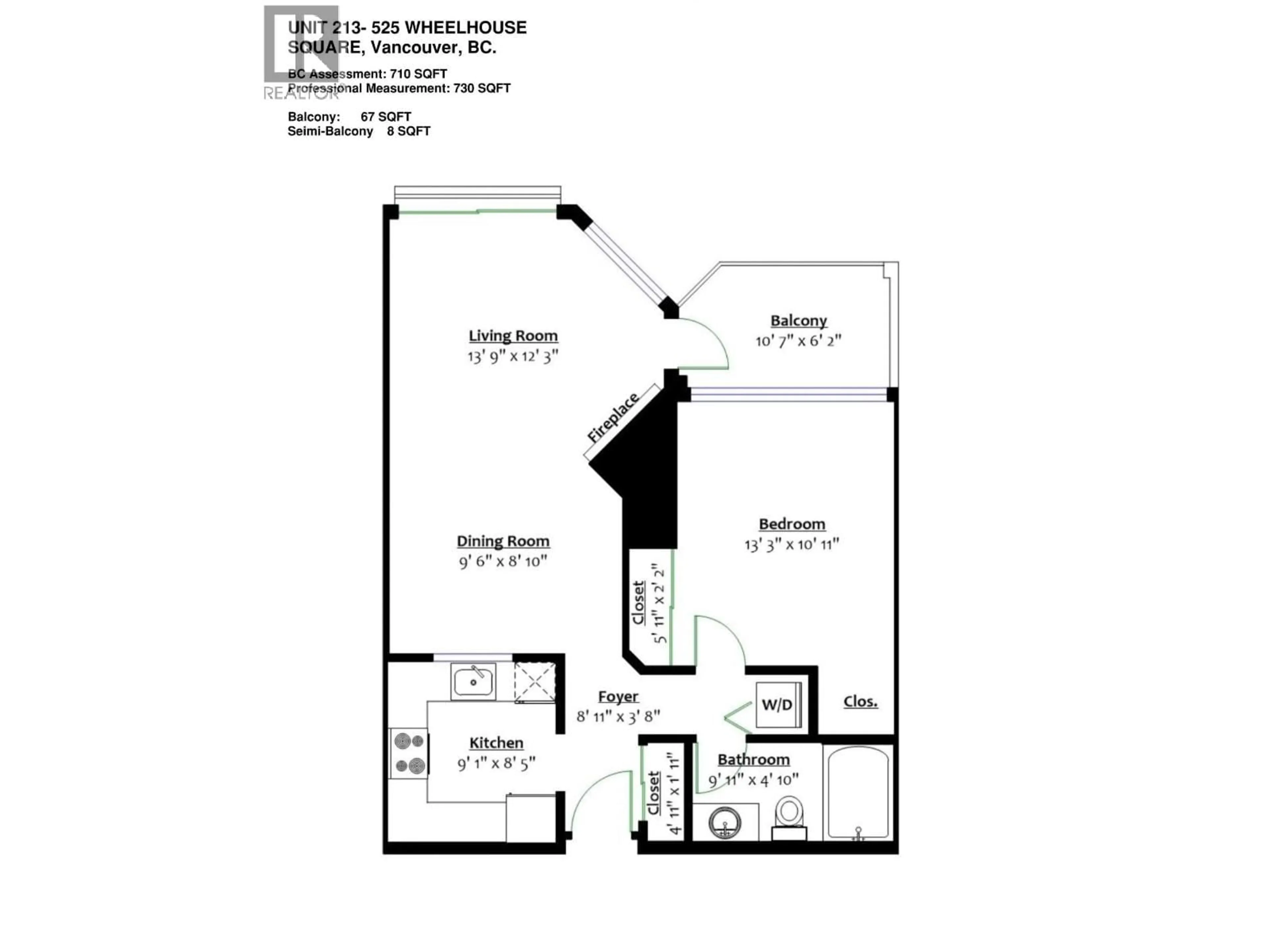Floor plan for 213 - 525 WHEELHOUSE SQUARE, Vancouver British Columbia V5Z4L8