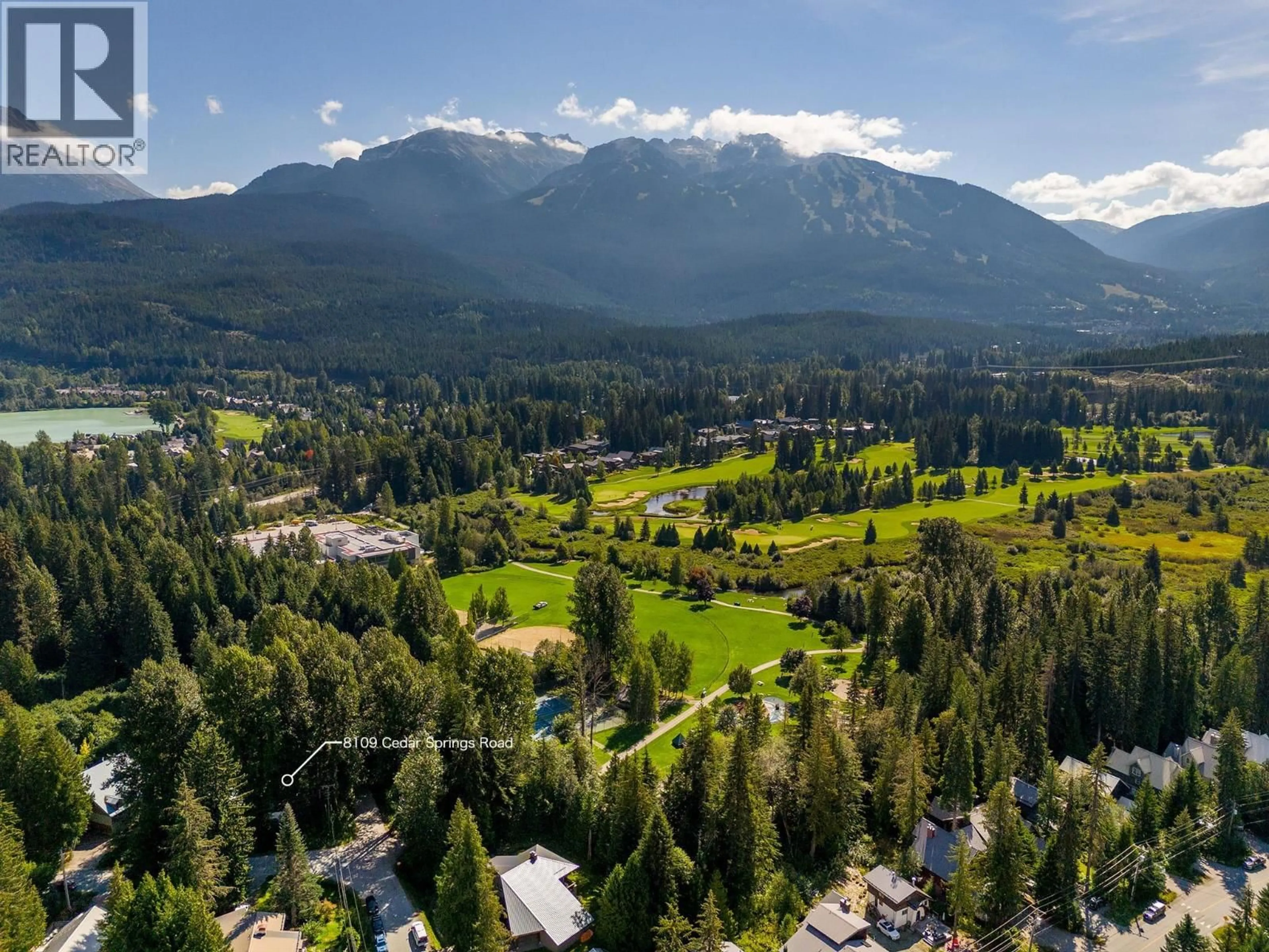 A pic from outside/outdoor area/front of a property/back of a property/a pic from drone, mountain view for 8109 CEDAR SPRINGS ROAD, Whistler British Columbia V8E0G2