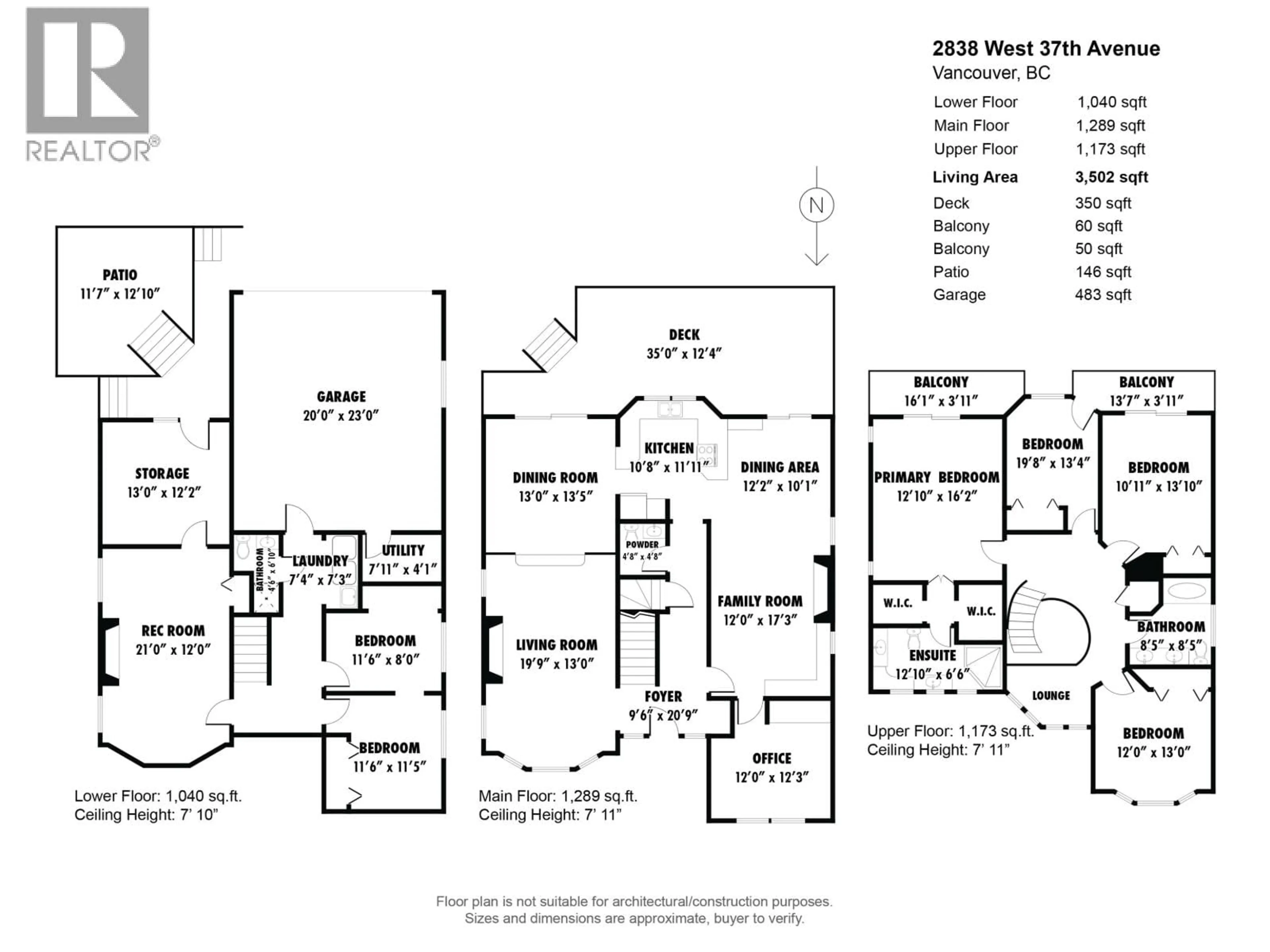 Floor plan for 2838 37TH AVENUE, Vancouver British Columbia V6N2T6