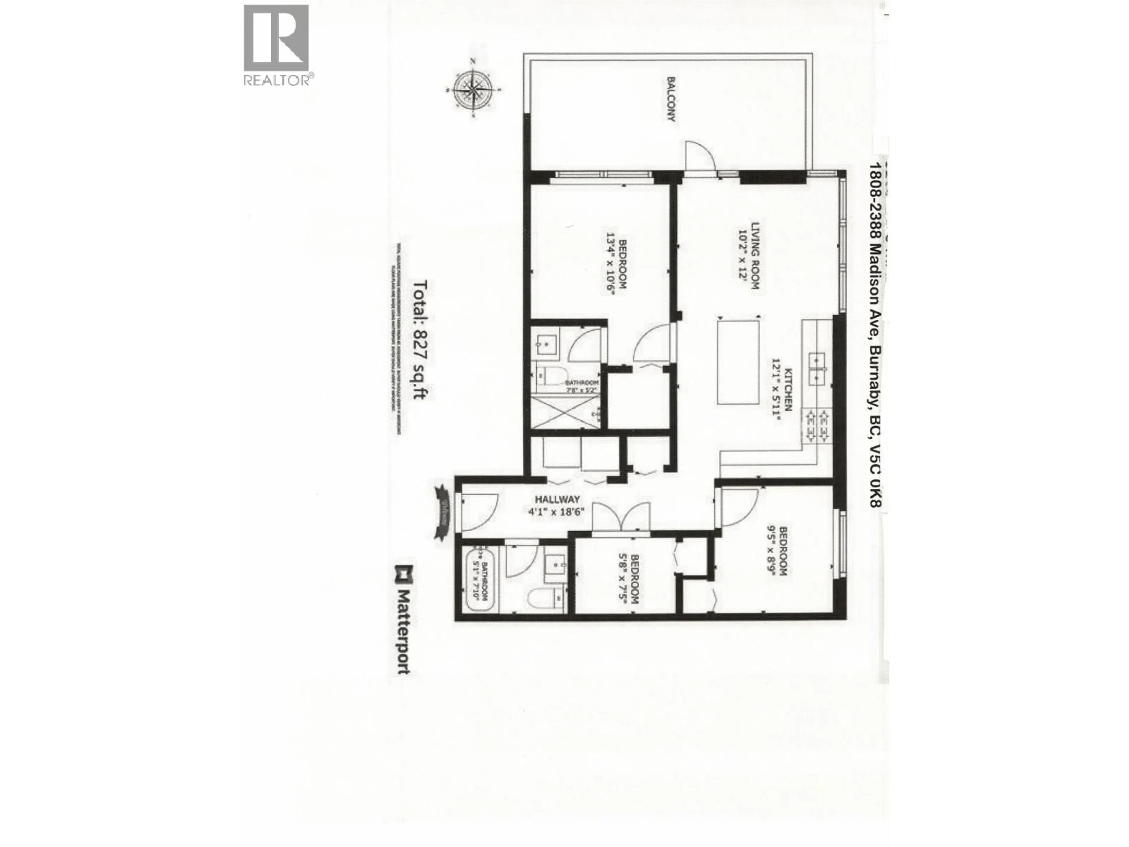 Floor plan for 1808 - 2388 MADISON AVENUE, Burnaby British Columbia V5C0K8