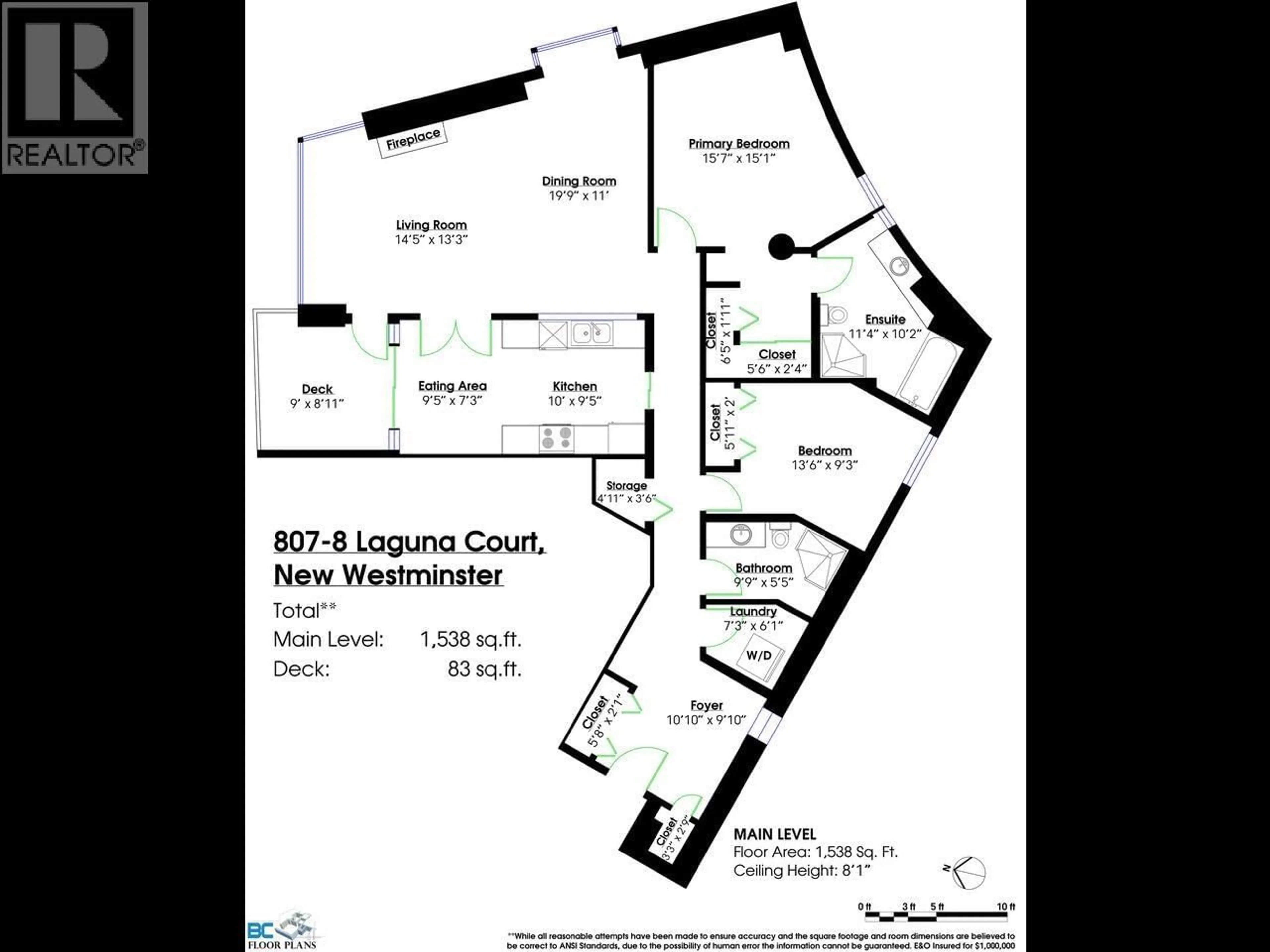 Floor plan for 807 - 8 LAGUNA COURT, New Westminster British Columbia V3M6M6