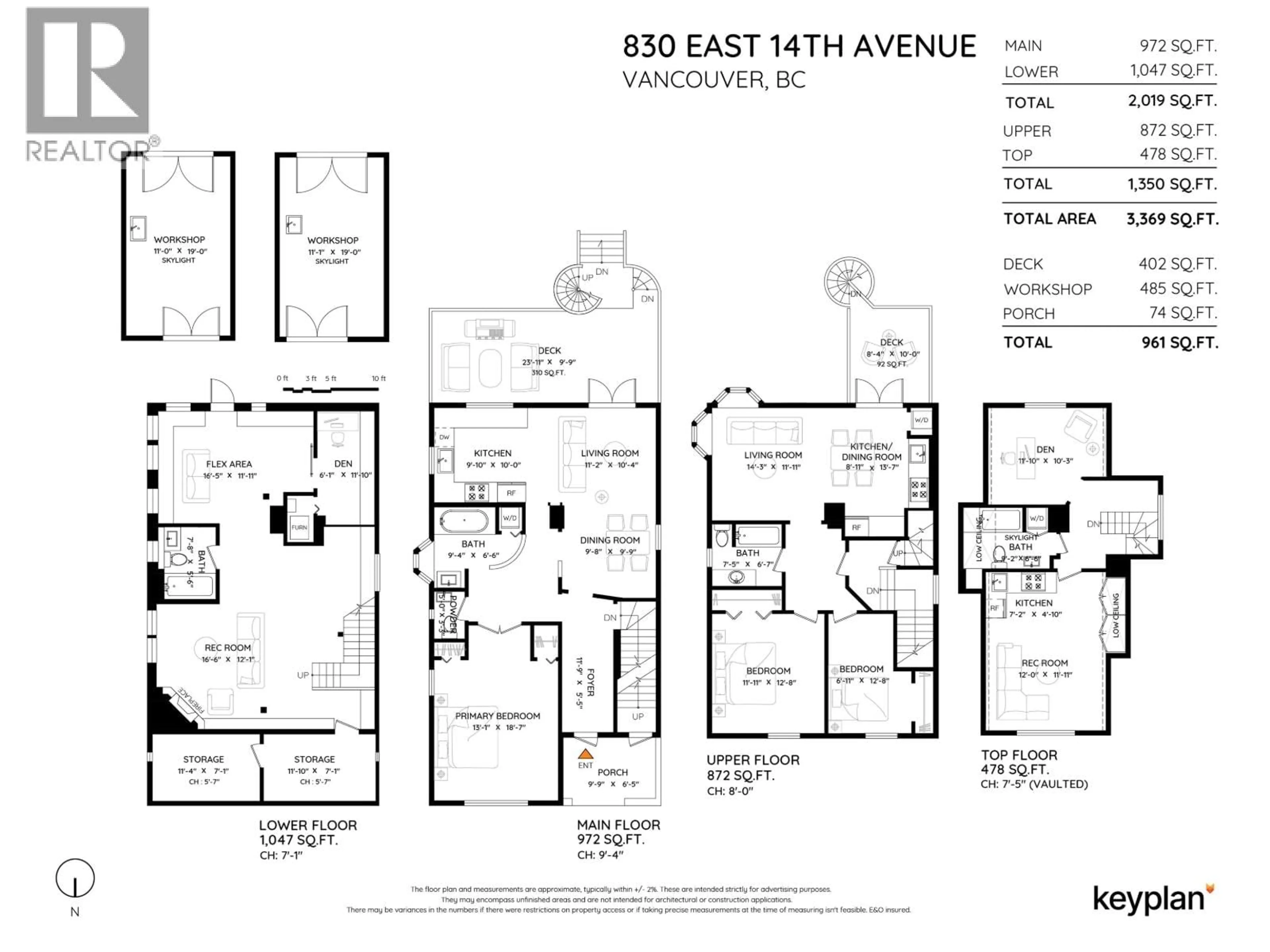 Floor plan for 830 14TH AVENUE, Vancouver British Columbia V5T2N6