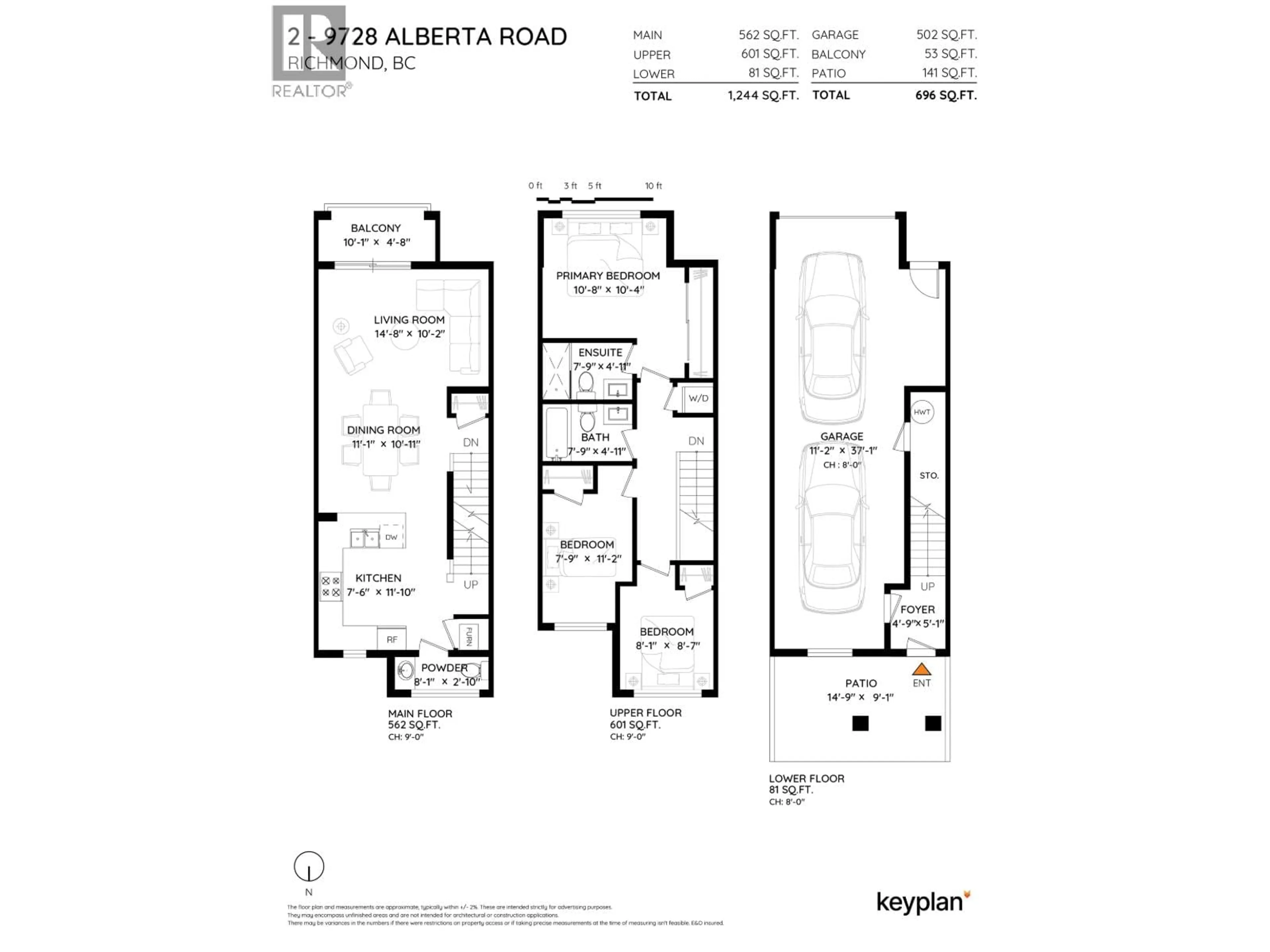 Floor plan for 2 - 9728 ALBERTA ROAD, Richmond British Columbia V6Y0J2