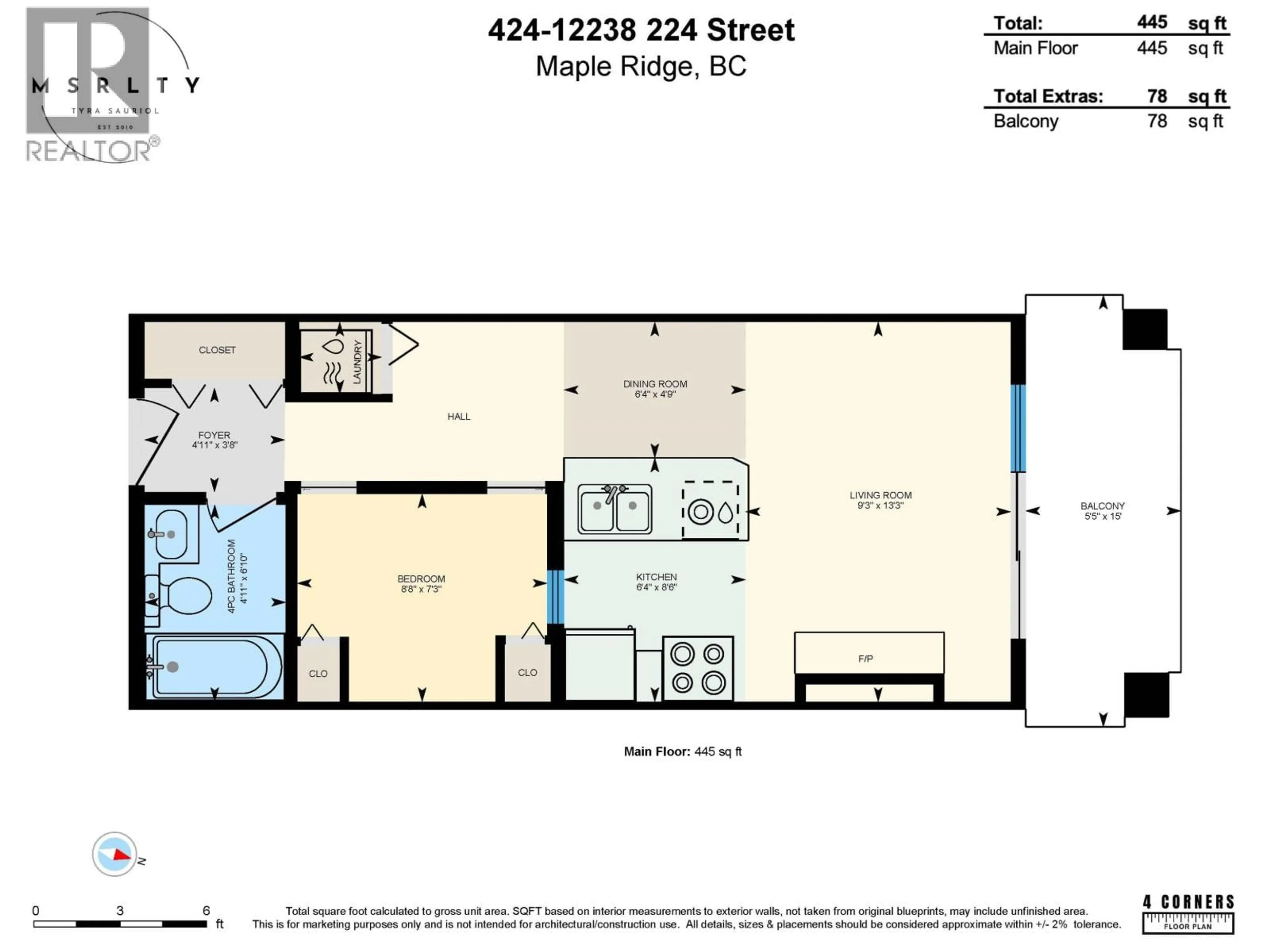 Floor plan for 424 - 12238 224 STREET, Maple Ridge British Columbia V2X8W5