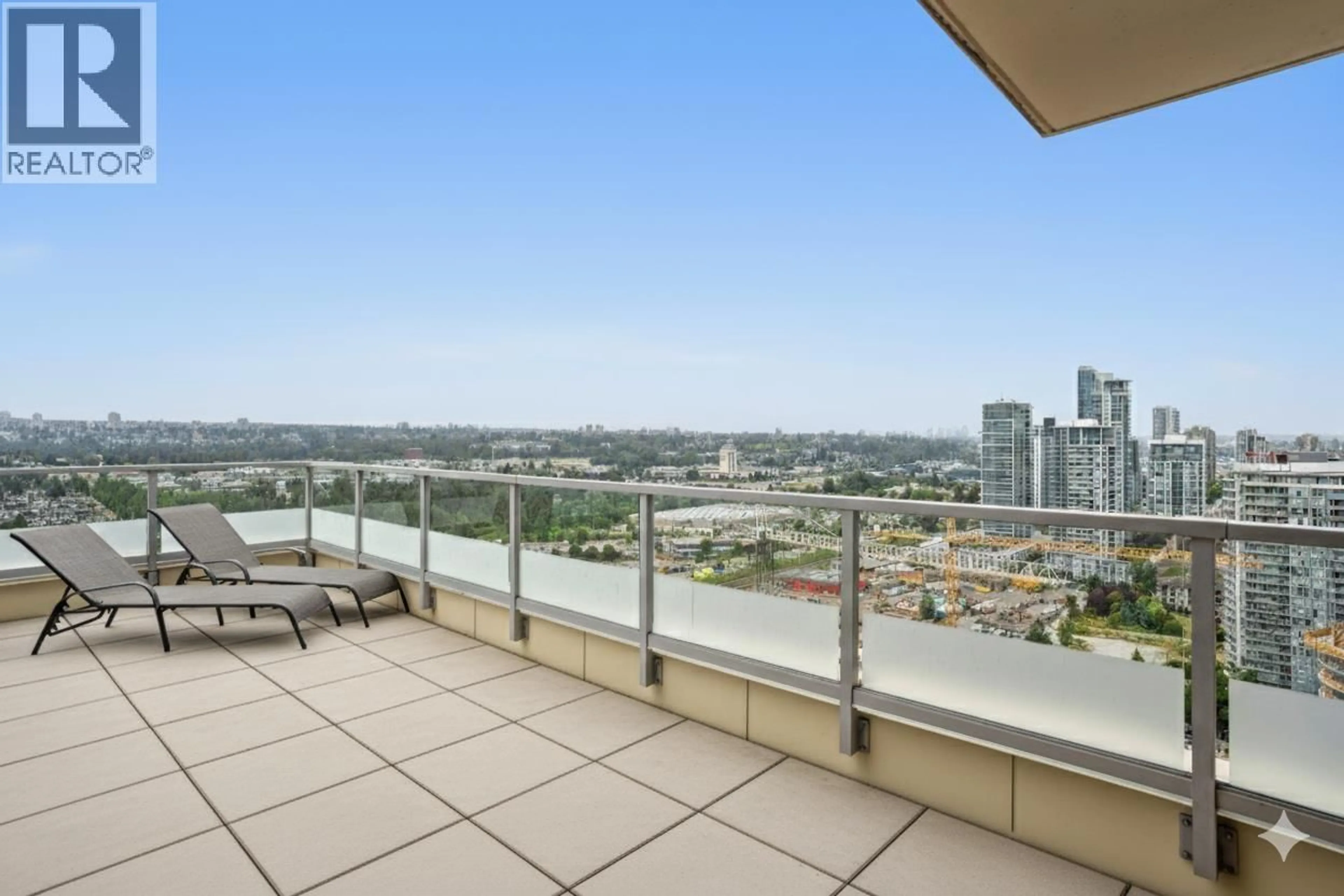 Balcony in the apartment, city buildings view from balcony for 3103 - 2133 DOUGLAS ROAD, Burnaby British Columbia V5C0E9