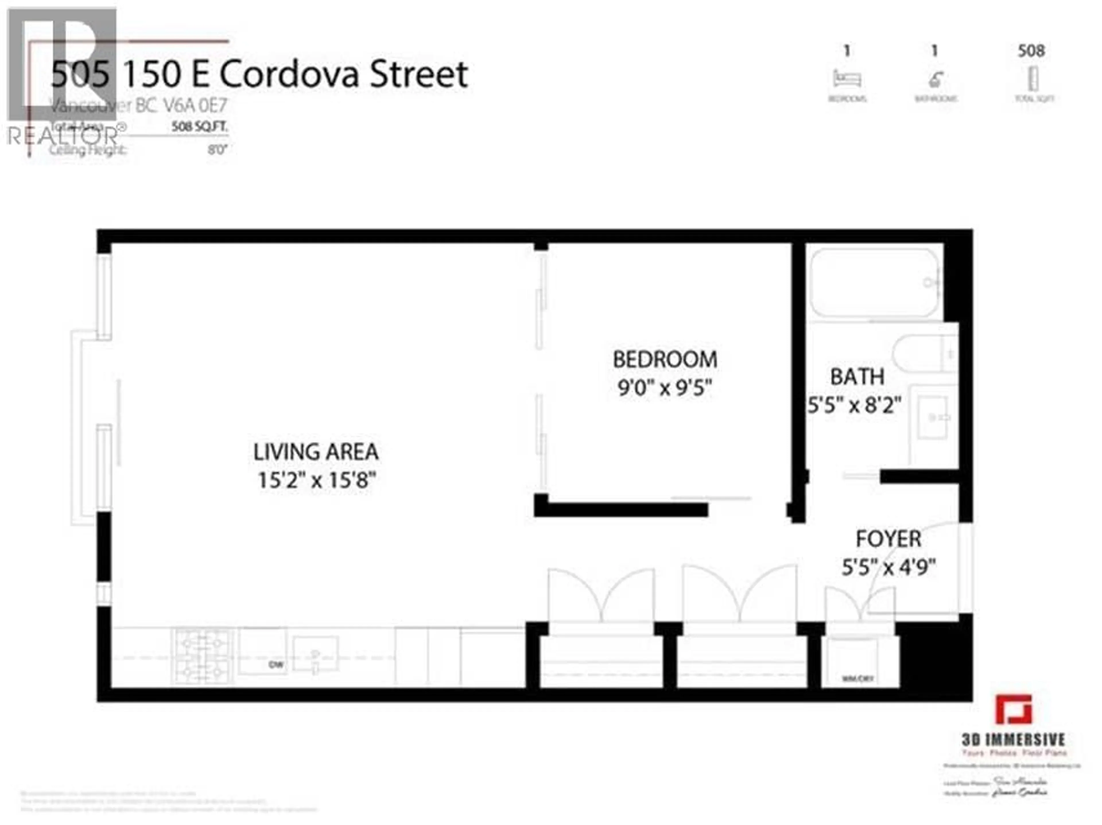 Floor plan for 505 - 150 CORDOVA STREET, Vancouver British Columbia V6A0E7