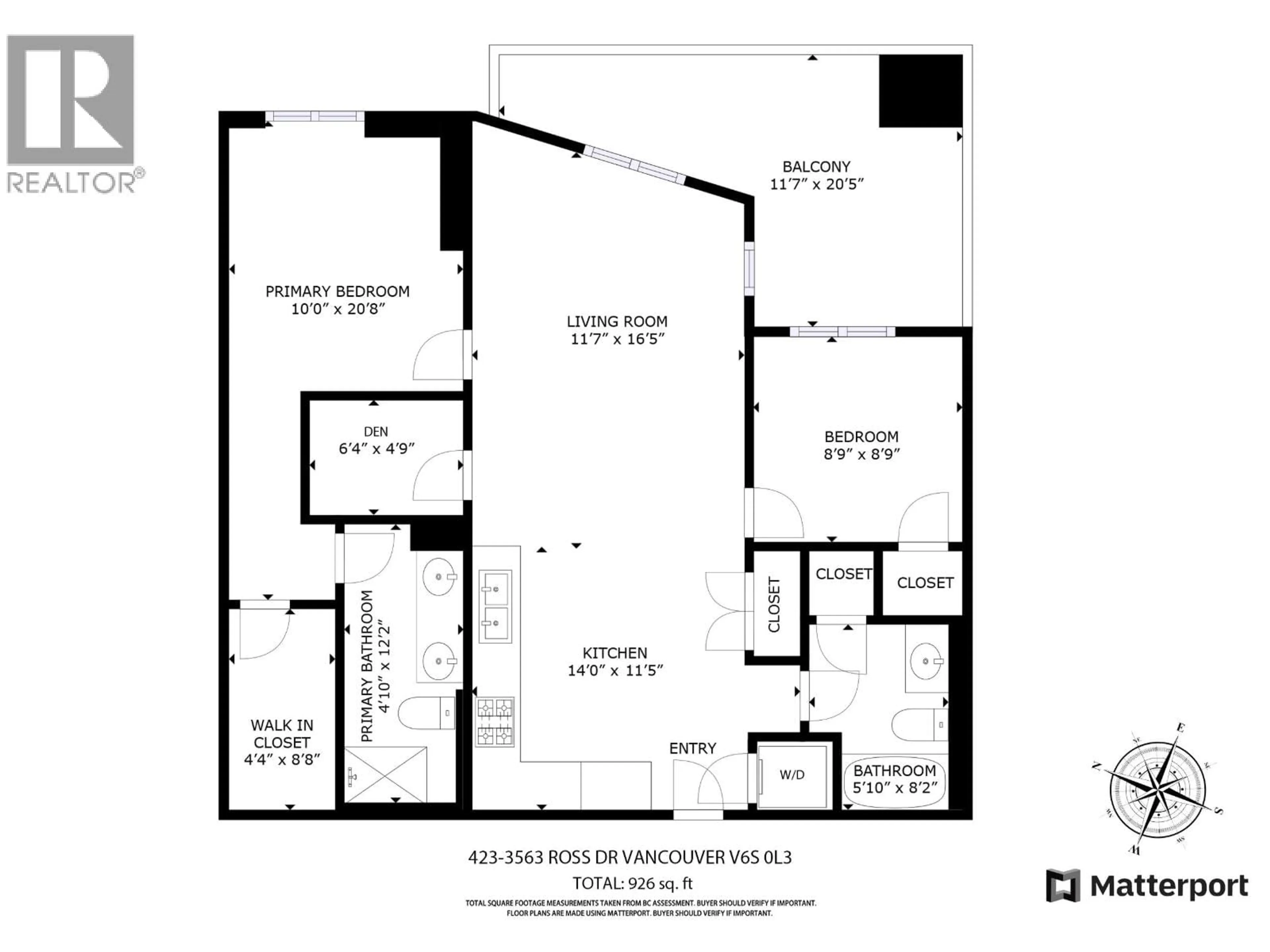 Floor plan for 423 - 3563 ROSS DRIVE, Vancouver British Columbia V6S0L3