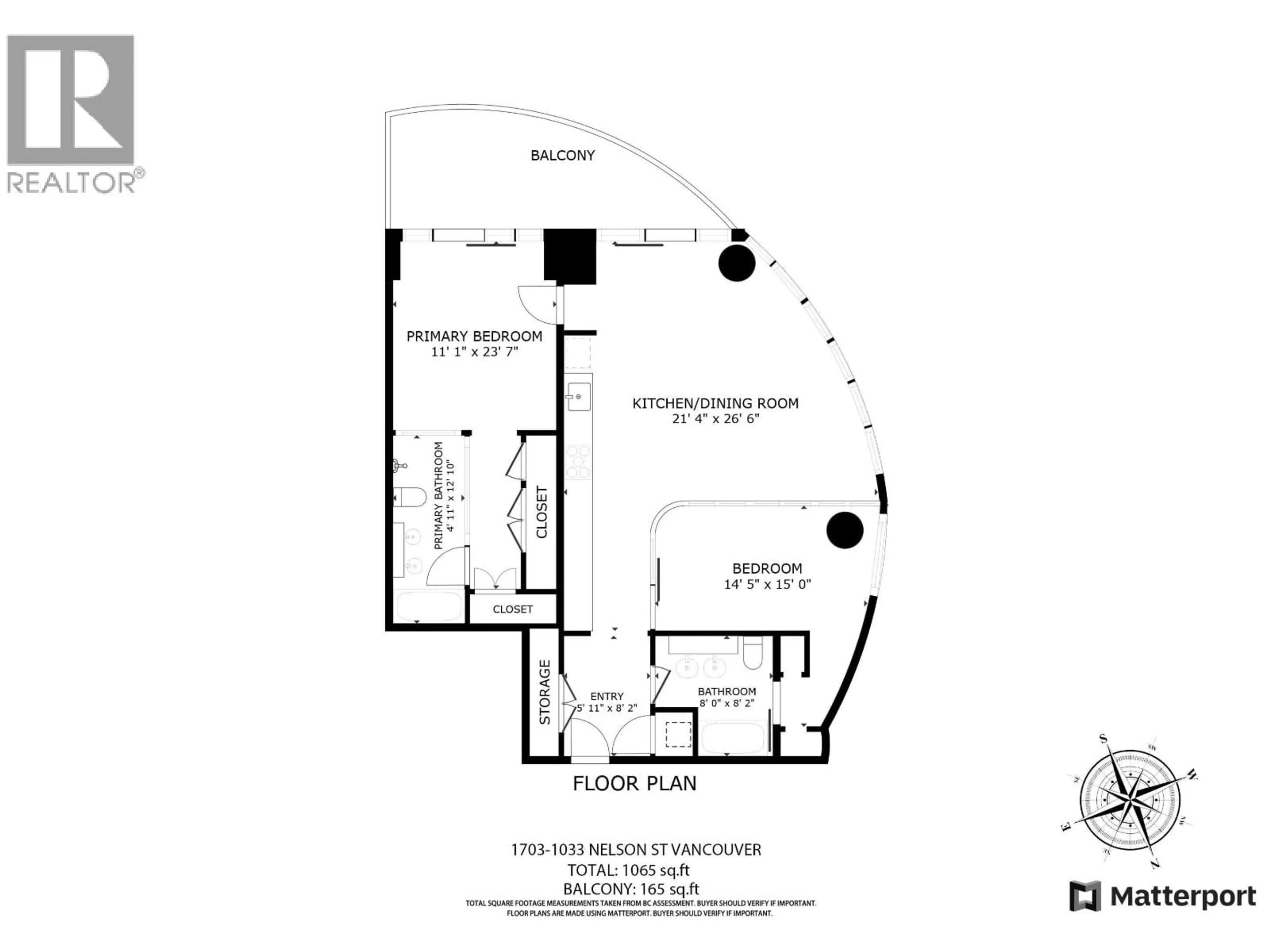 Floor plan for 1703 - 1033 NELSON STREET, Vancouver British Columbia V6E0E5