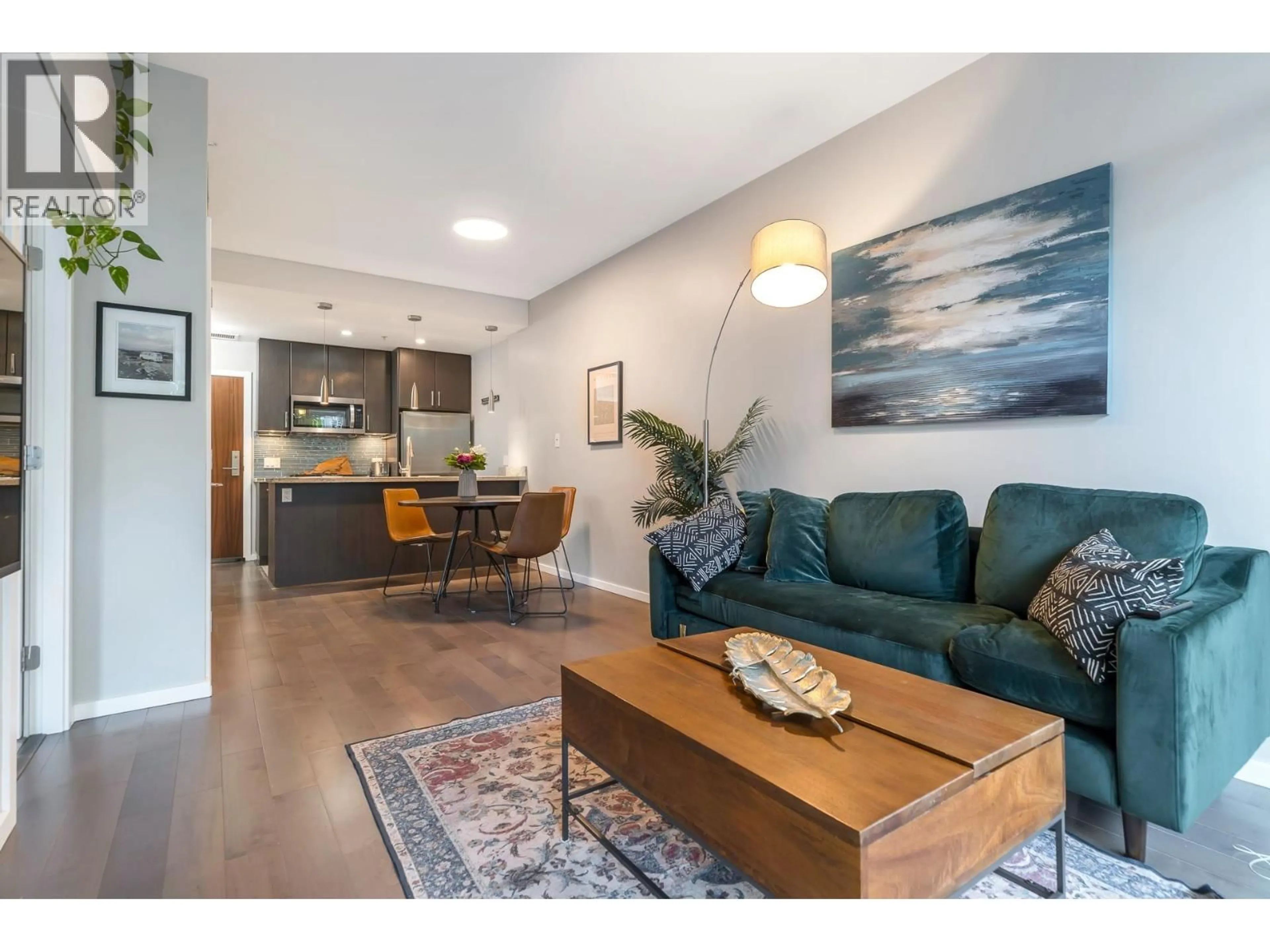 Living room with furniture, wood/laminate floor for 206 - 63 2ND AVENUE, Vancouver British Columbia V5Y0G8