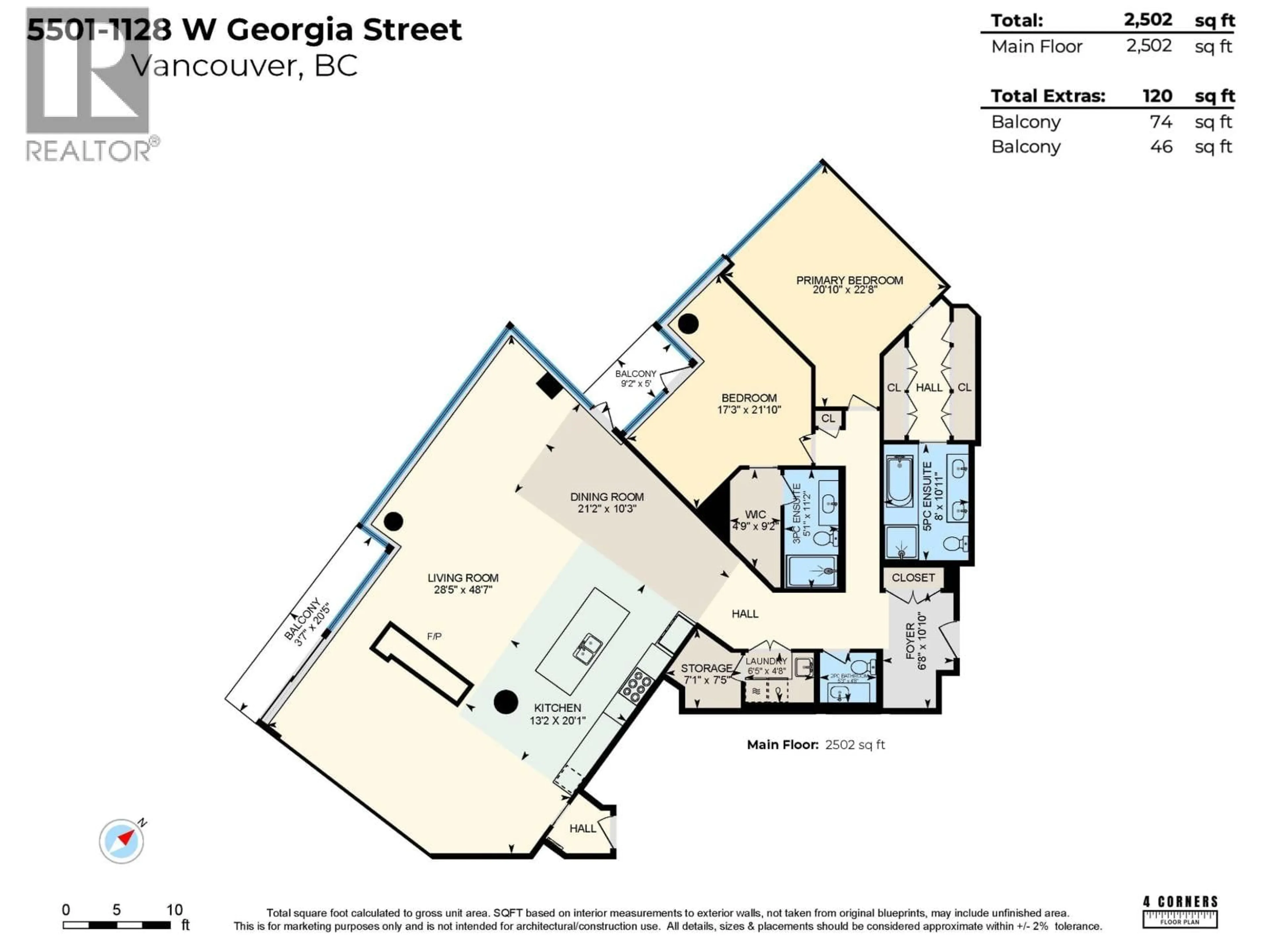 Floor plan for 5501 - 1128 GEORGIA STREET, Vancouver British Columbia V6E0A8