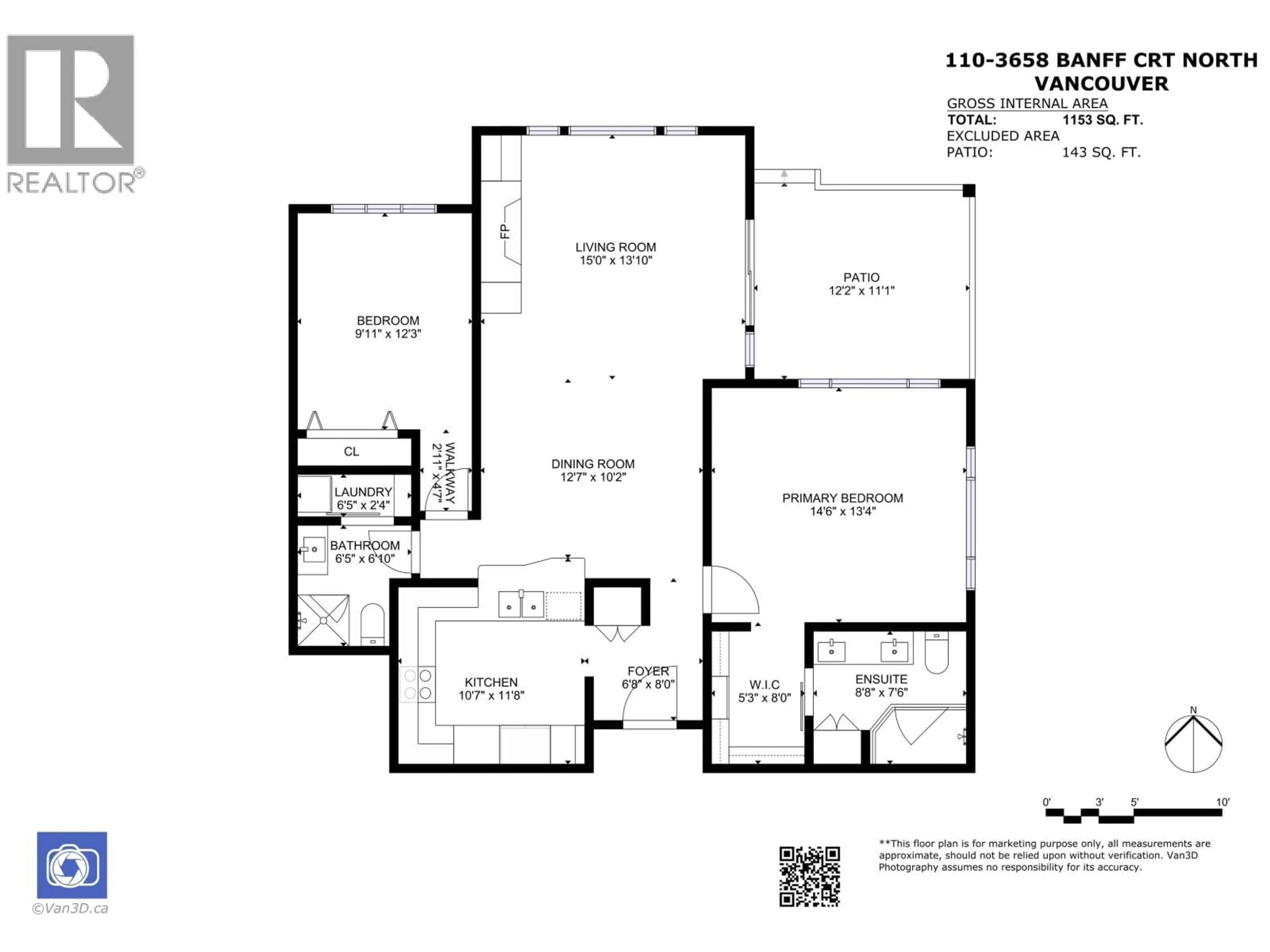 Floor plan for 110 - 3658 BANFF COURT, North Vancouver British Columbia V7H2Z9