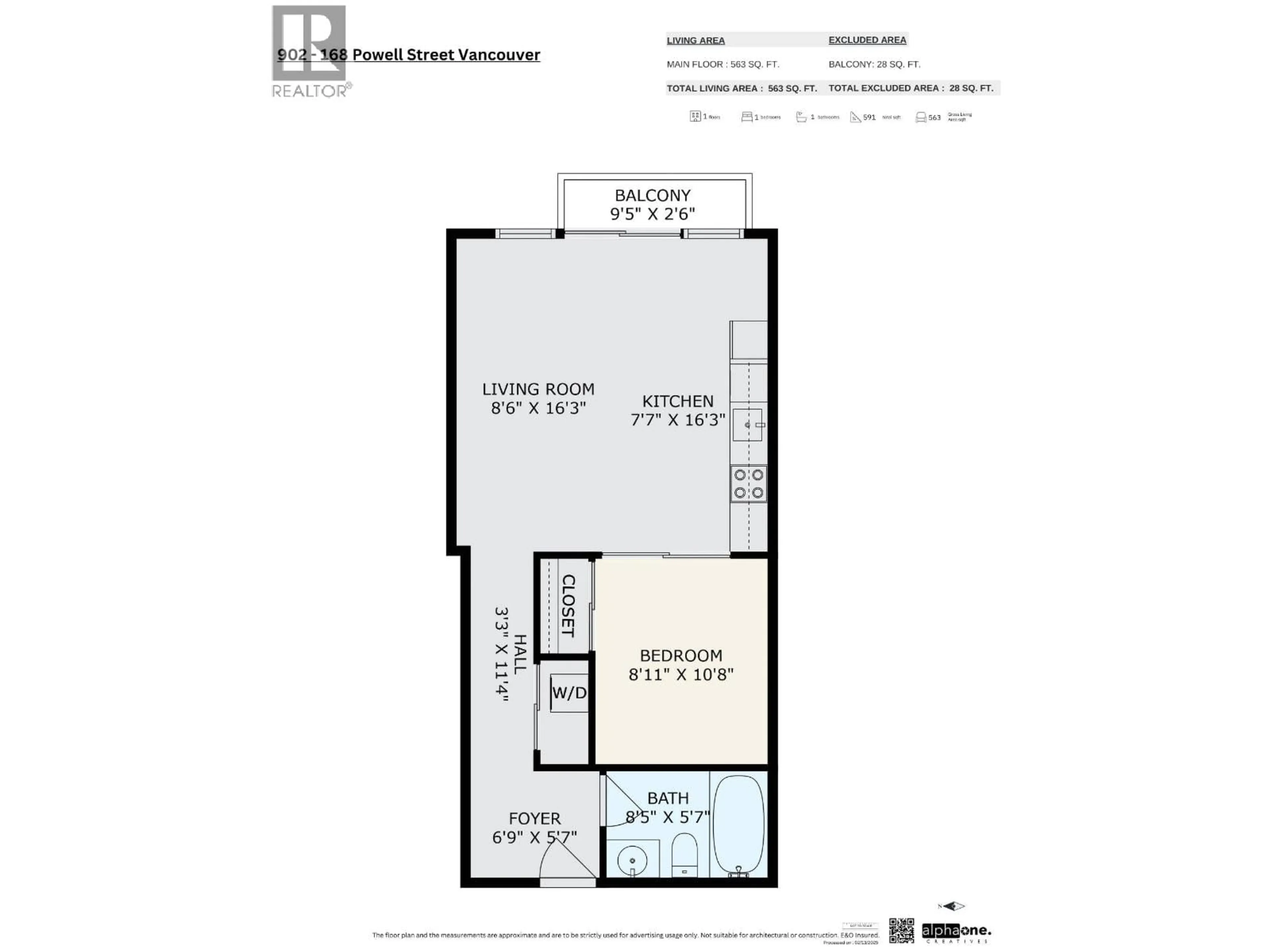 Floor plan for 902 - 168 POWELL STREET, Vancouver British Columbia V6Z3H4