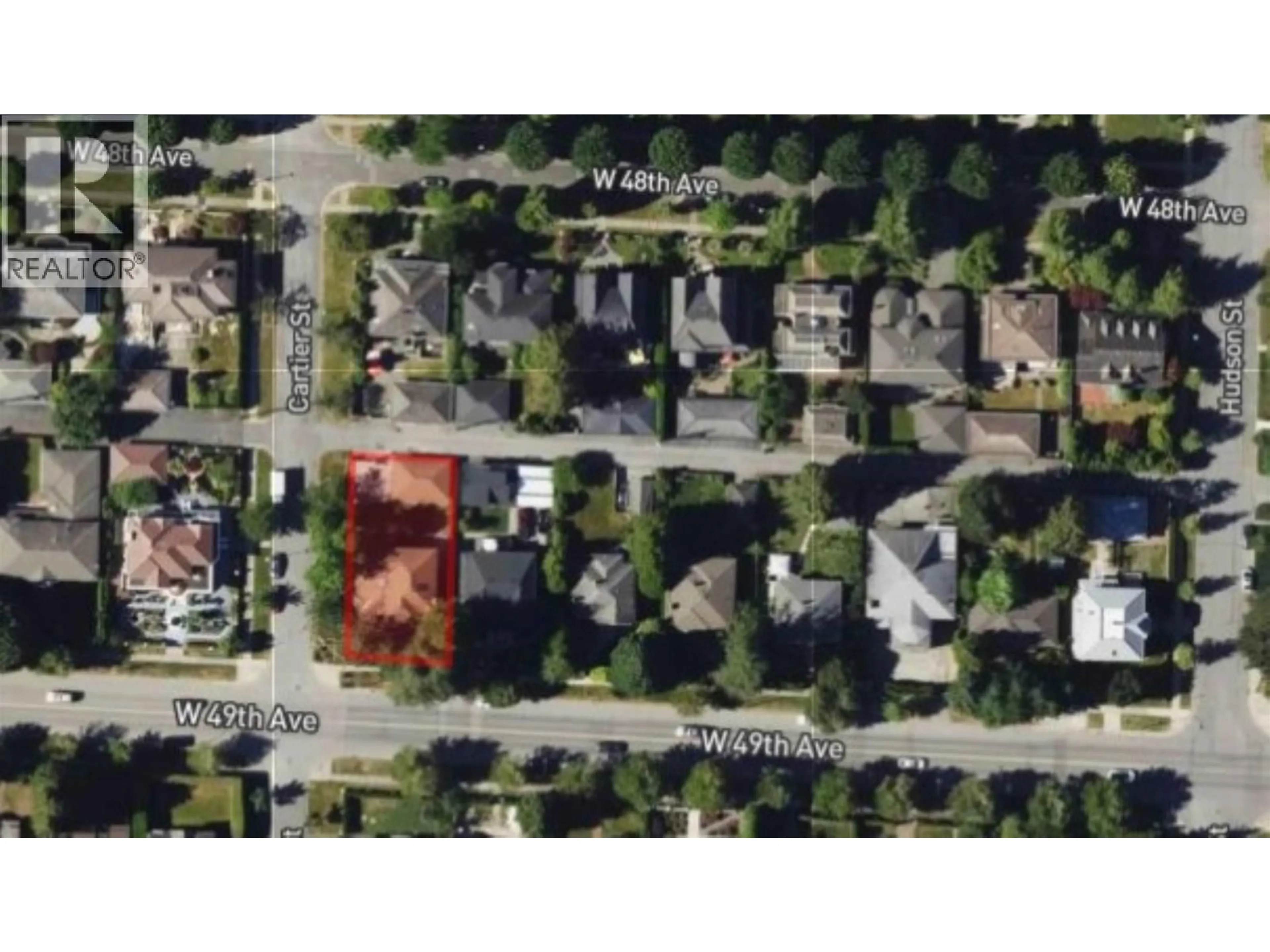 A pic from outside/outdoor area/front of a property/back of a property/a pic from drone, street for 6498 CARTIER STREET, Vancouver British Columbia V6M3B1