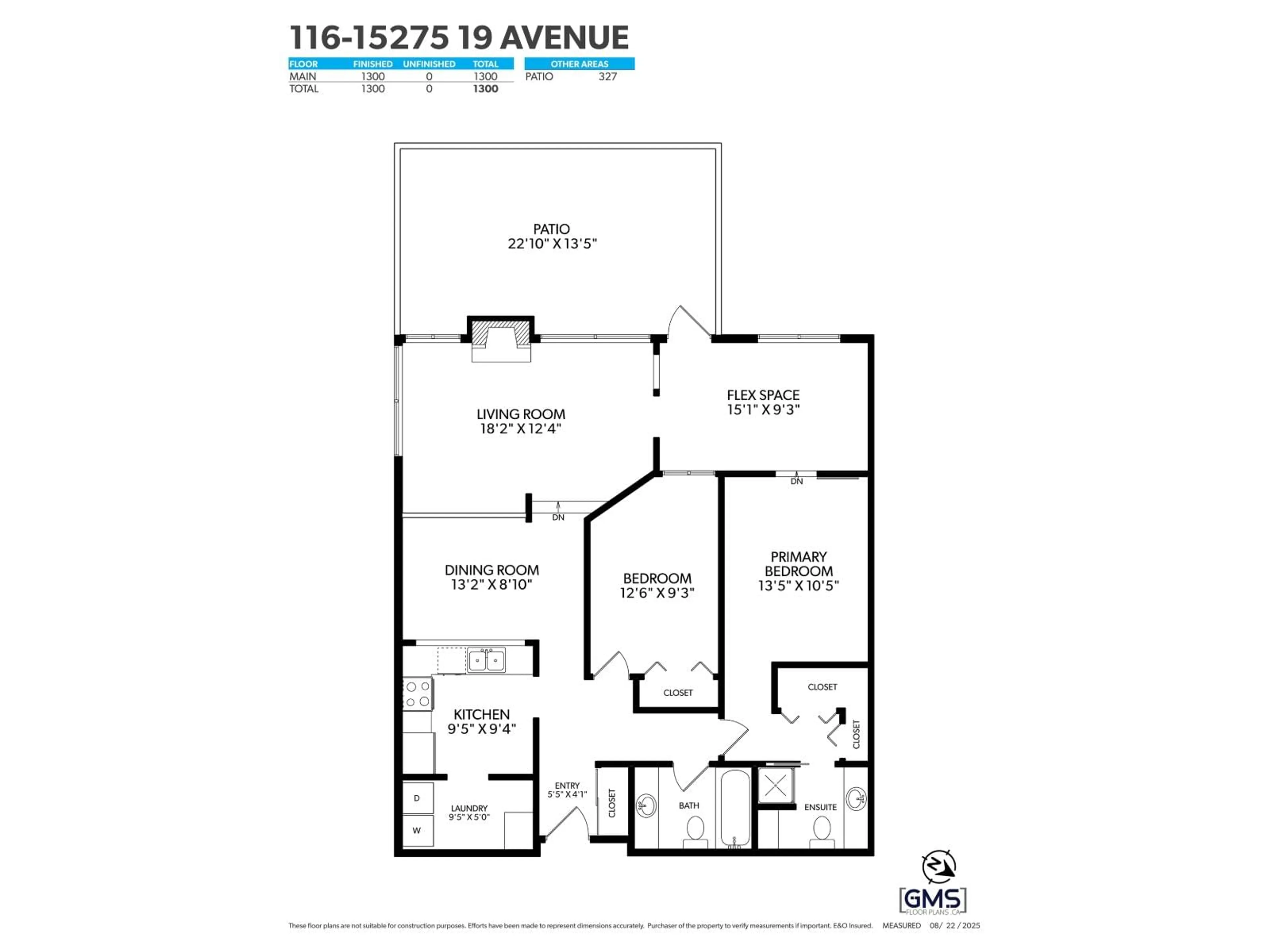 Floor plan for #116 - 15275 19, Surrey British Columbia V4A1X6