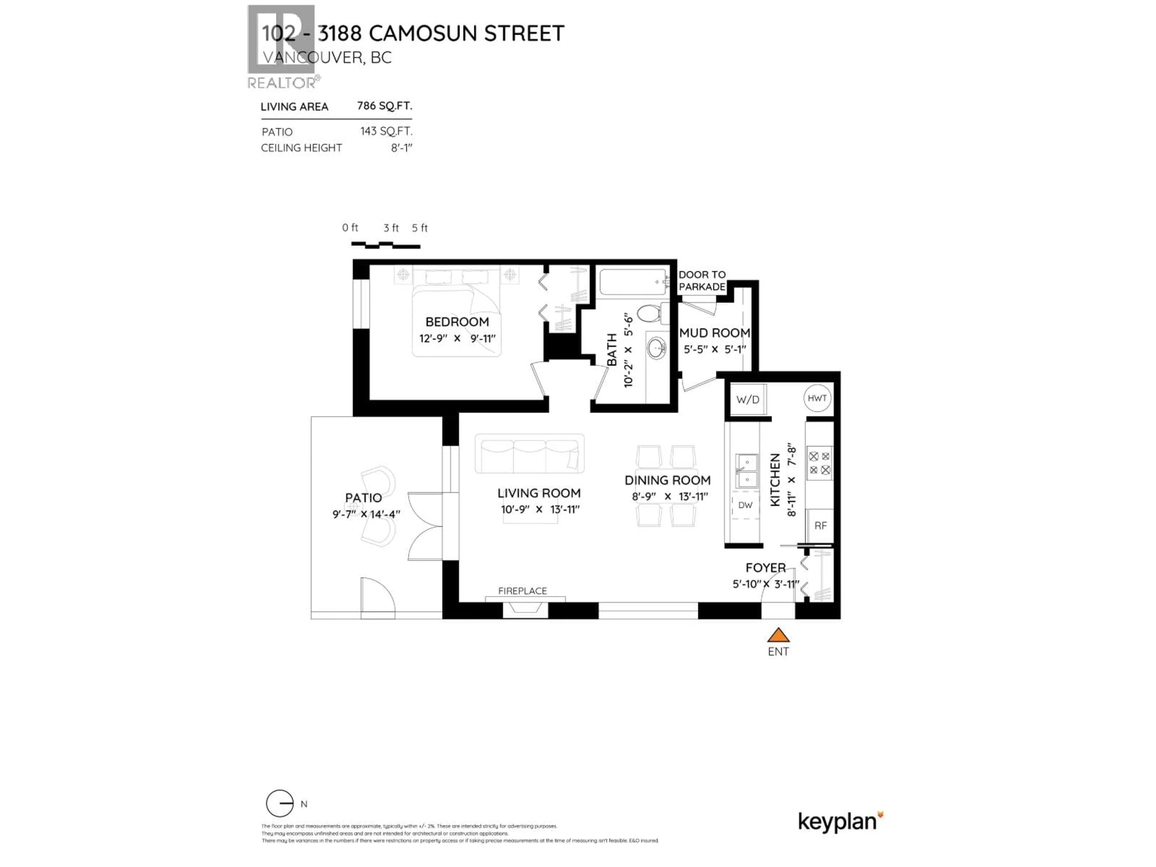 Floor plan for 102 - 3188 CAMOSUN STREET, Vancouver British Columbia V6R3X1