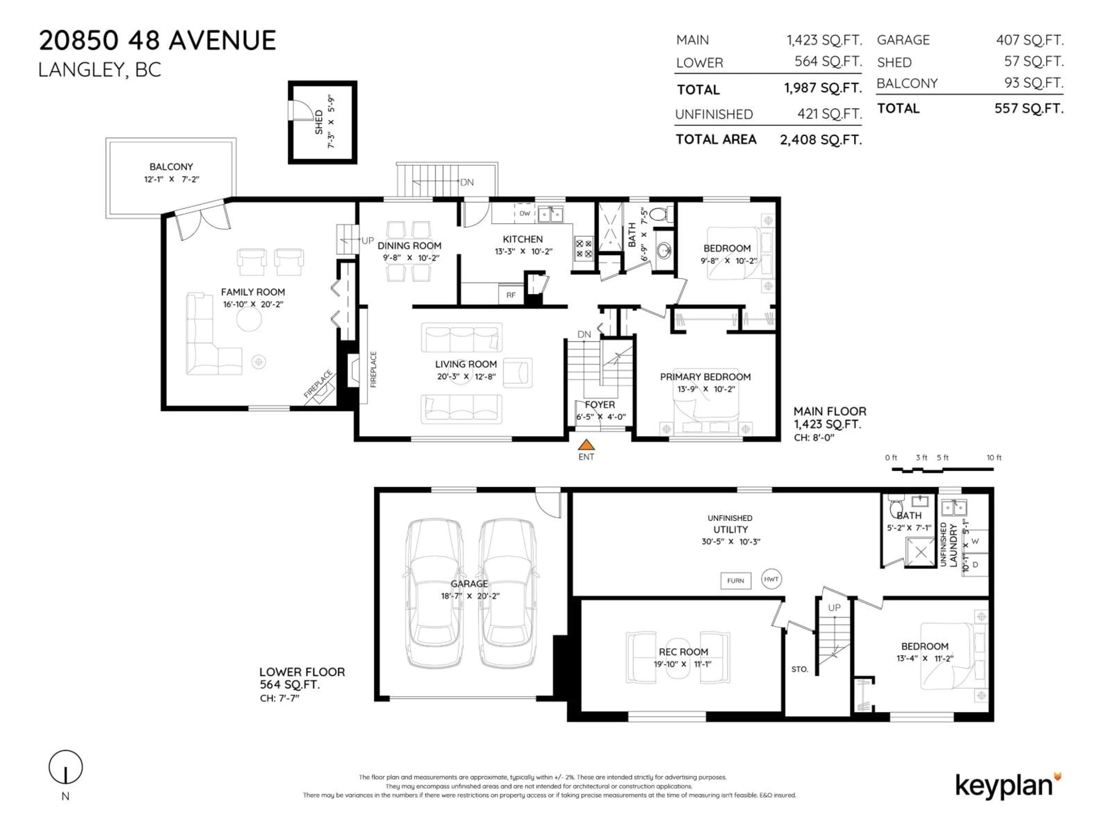 Floor plan for 20850 48, Langley British Columbia V3A3L9