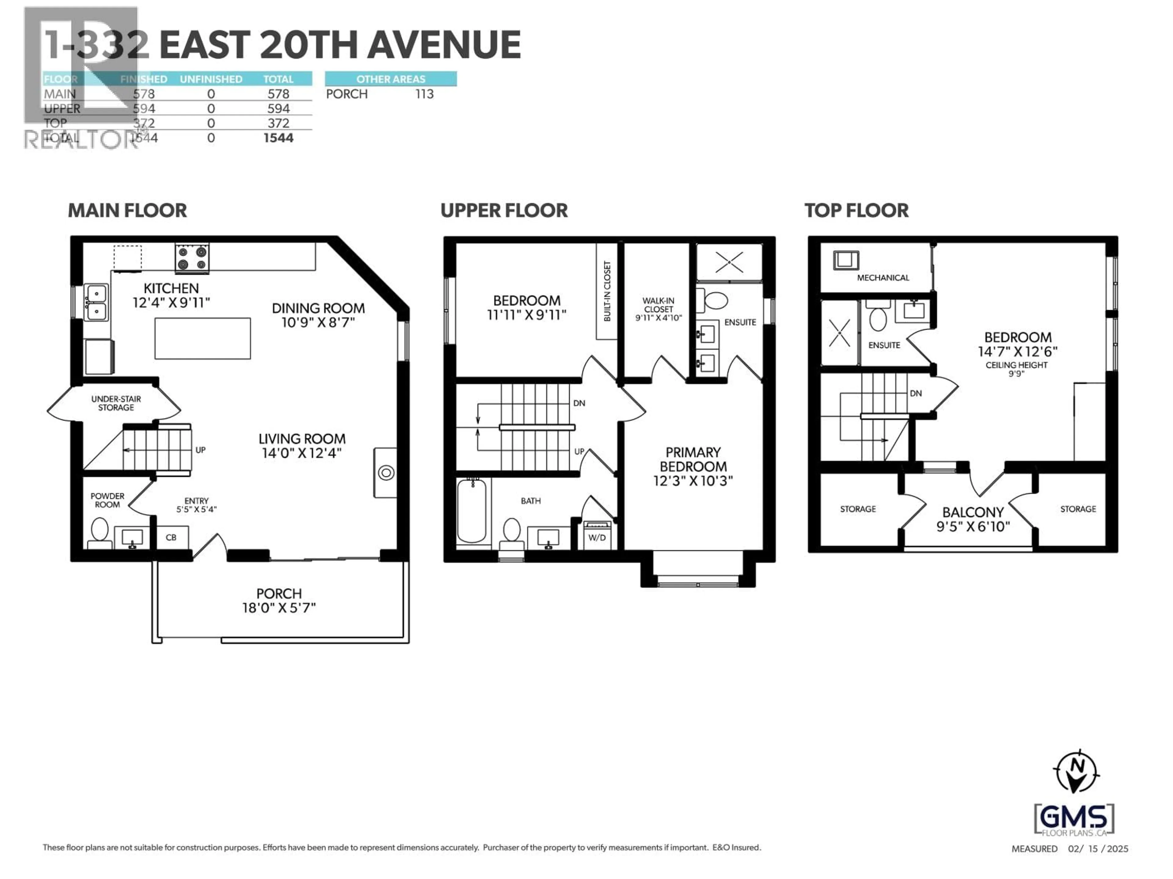 Floor plan for 1 - 332 20TH AVENUE, Vancouver British Columbia V5V1M3