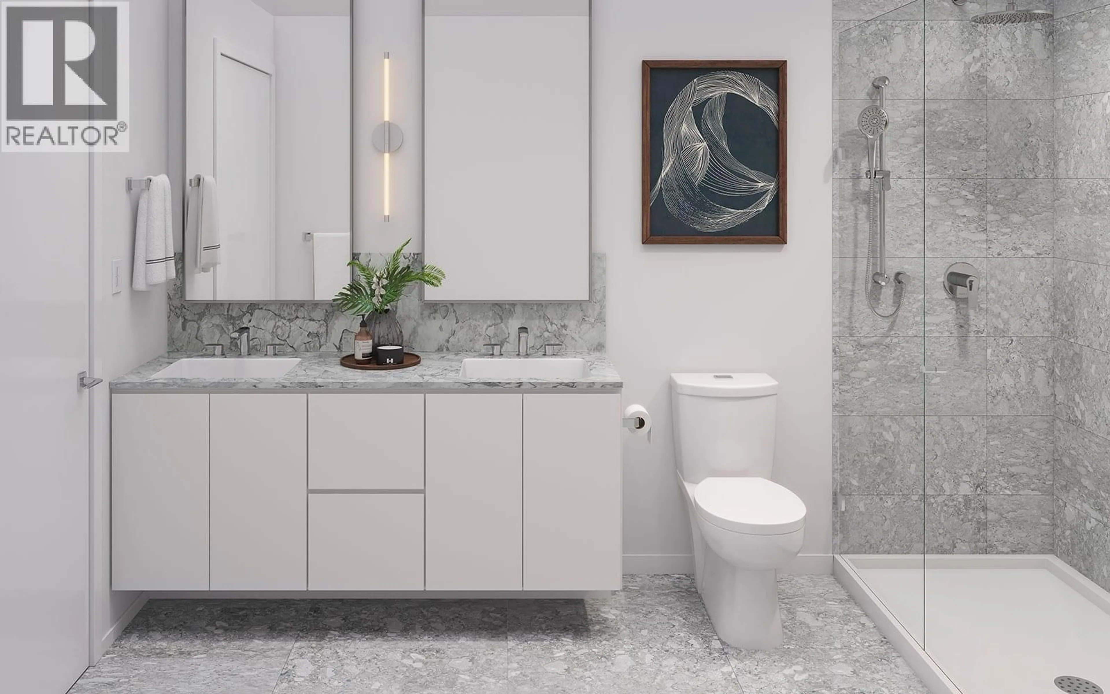 Contemporary bathroom, ceramic/tile floor for 409 - 405 MARIE PLACE, North Vancouver British Columbia V7J3P6