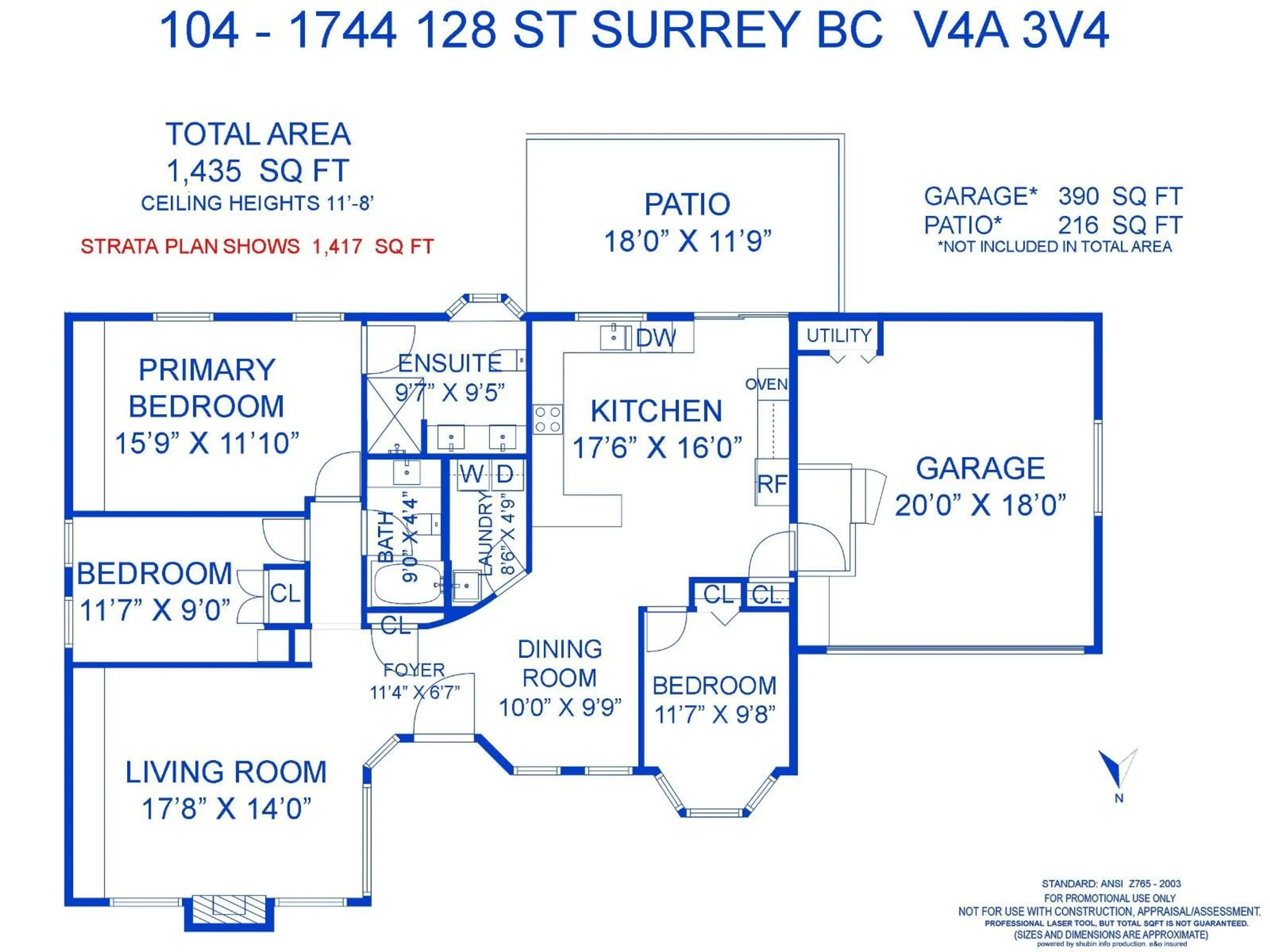 Floor plan for 104 - 1744 128, Surrey British Columbia V4A3V4