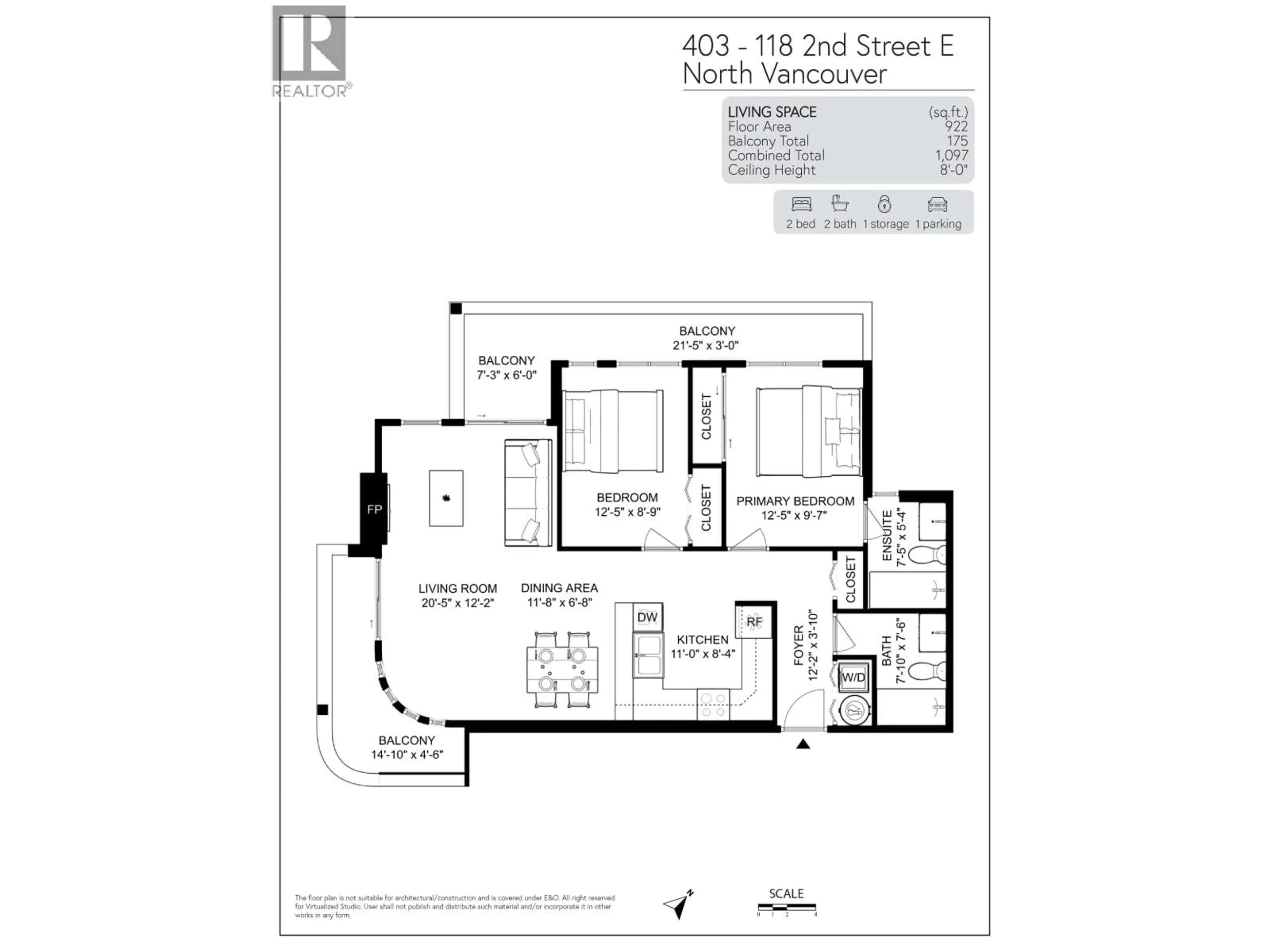 Floor plan for 403 - 118 2ND STREET, North Vancouver British Columbia V7L1C3