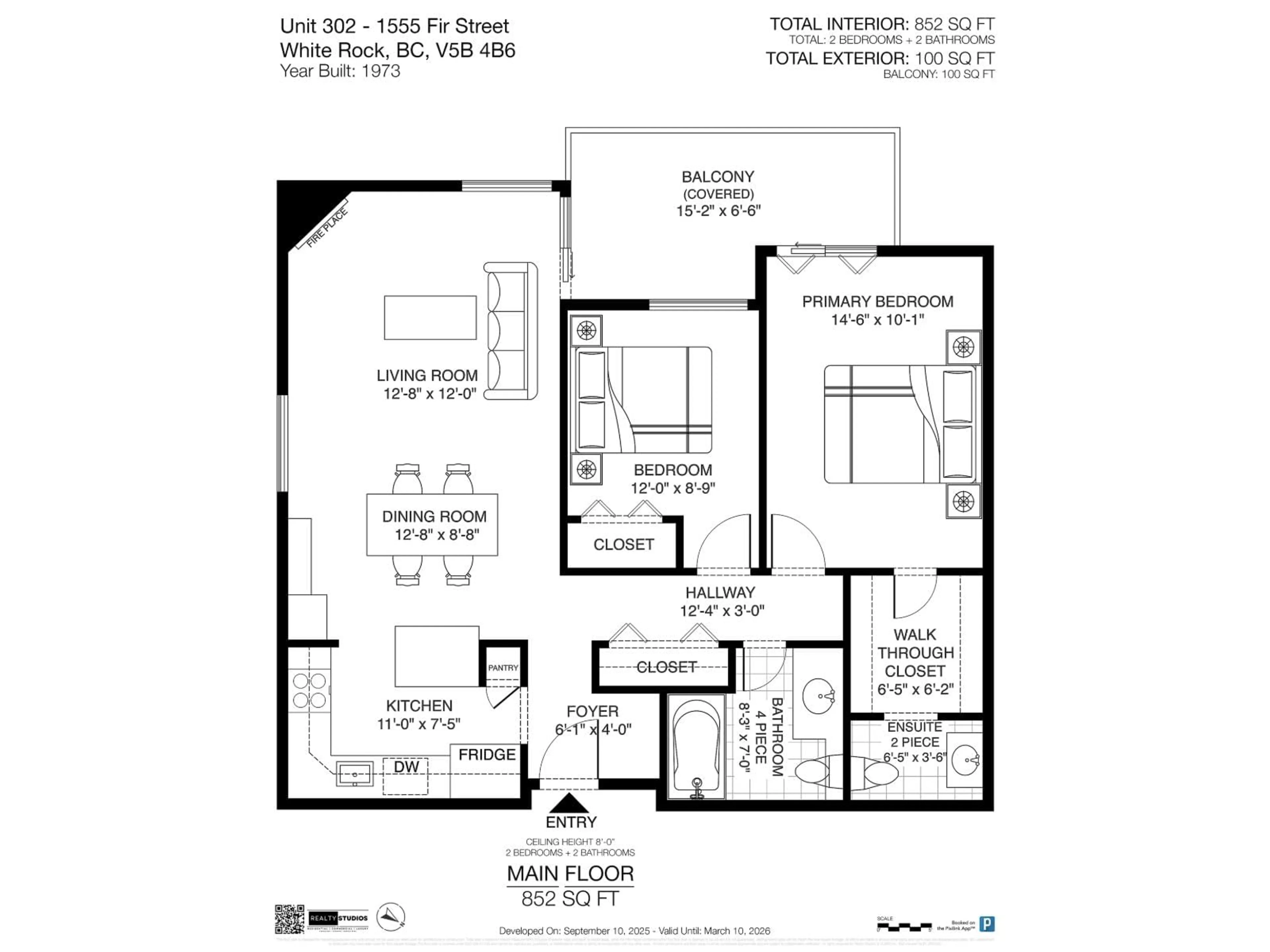 Floor plan for 302 - 1555 FIR, White Rock British Columbia V4B4B6