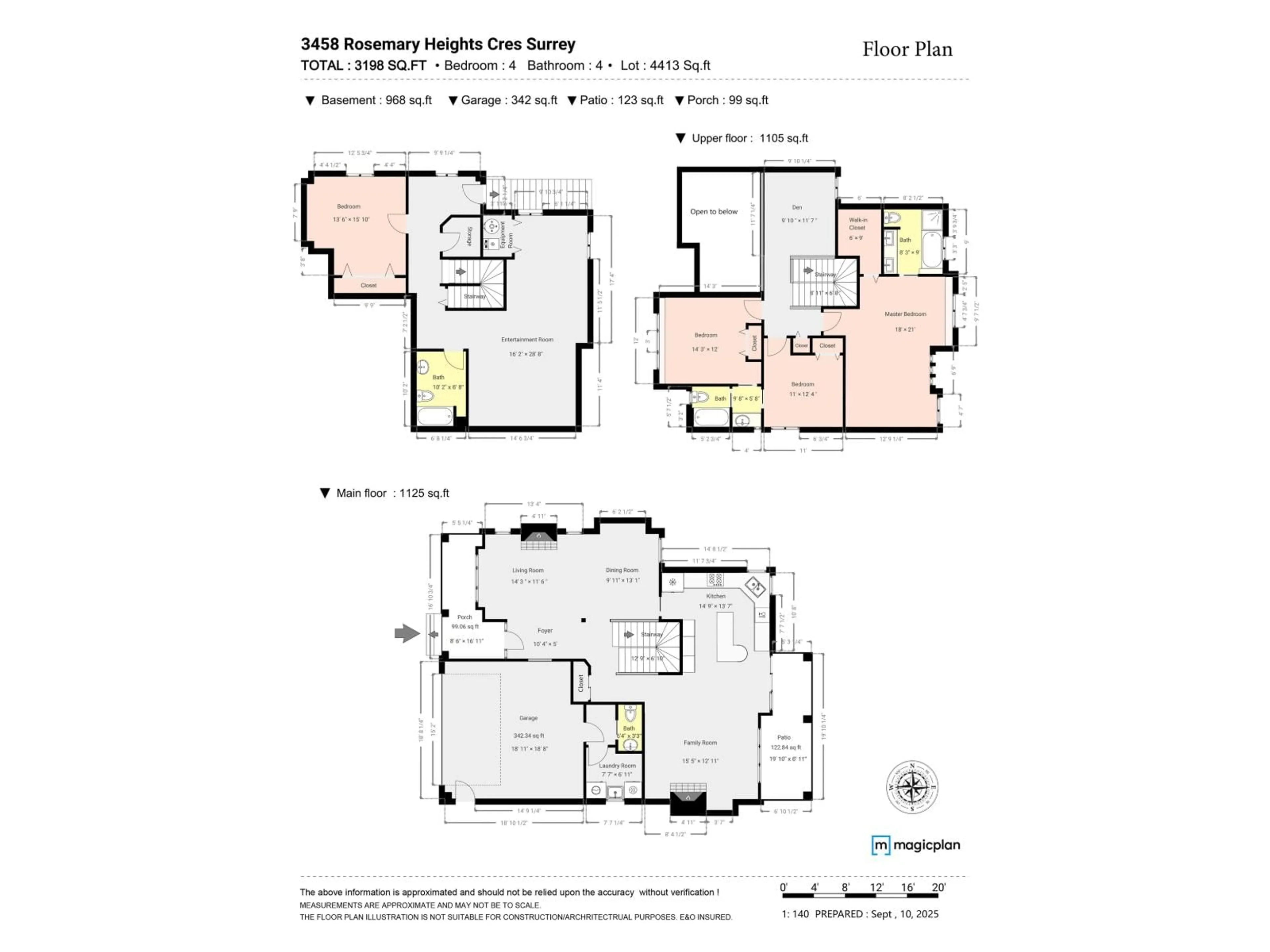 Floor plan for 3458 ROSEMARY HEIGHTS, Surrey British Columbia V3Z0M4