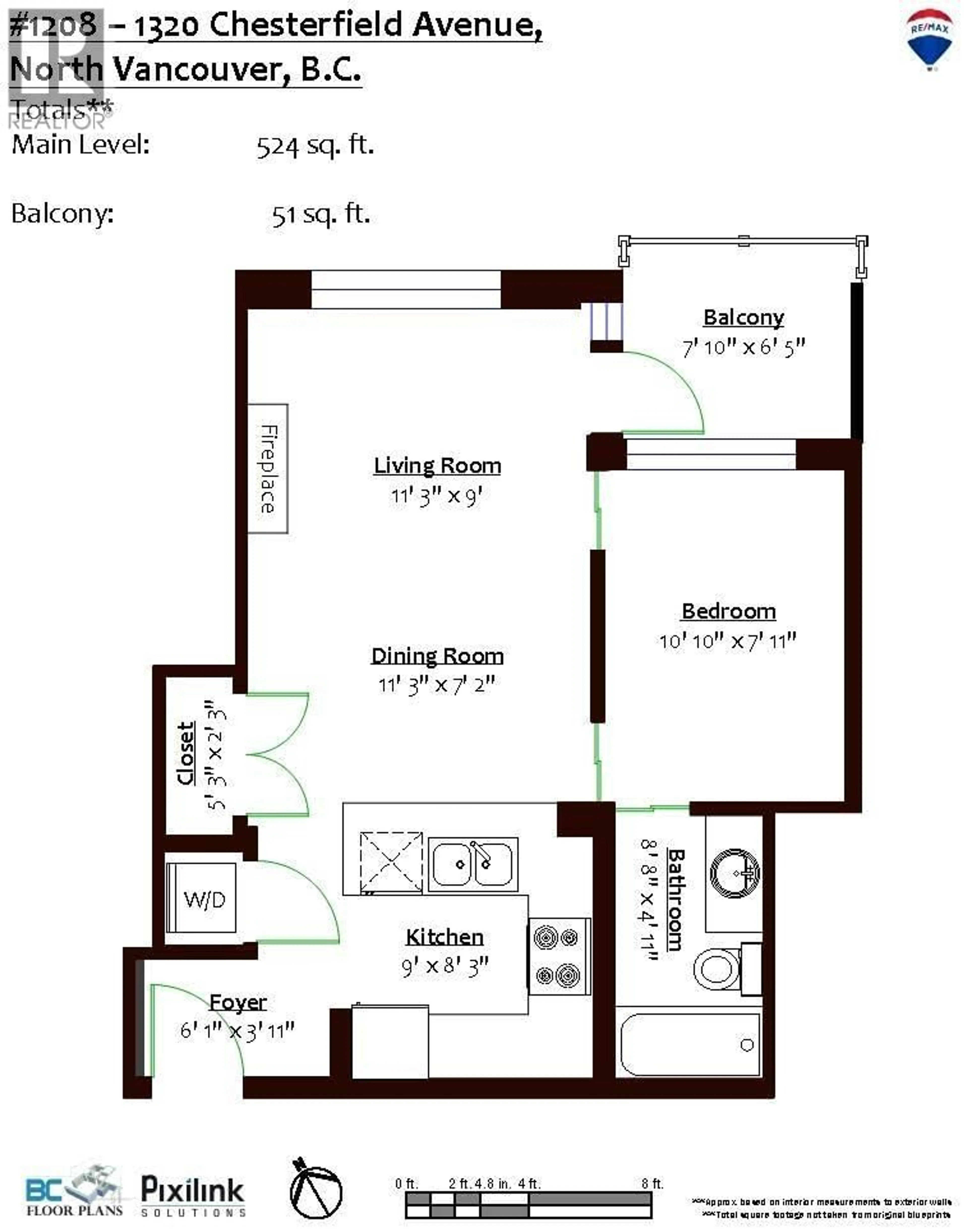 Floor plan for 1208 - 1320 CHESTERFIELD AVENUE, North Vancouver British Columbia V7M0A6