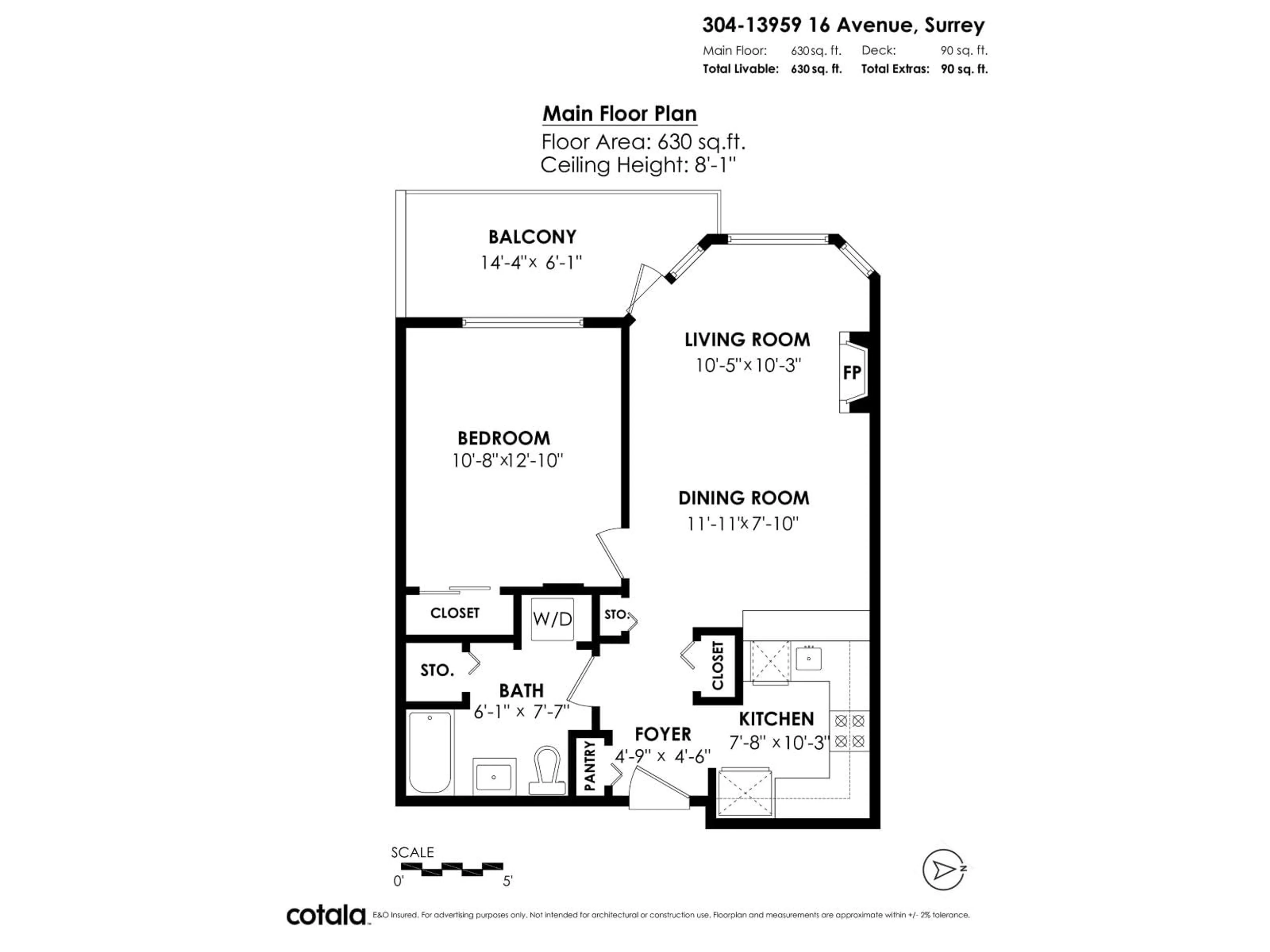 Floor plan for 304 - 13959 16, Surrey British Columbia V4A1P8