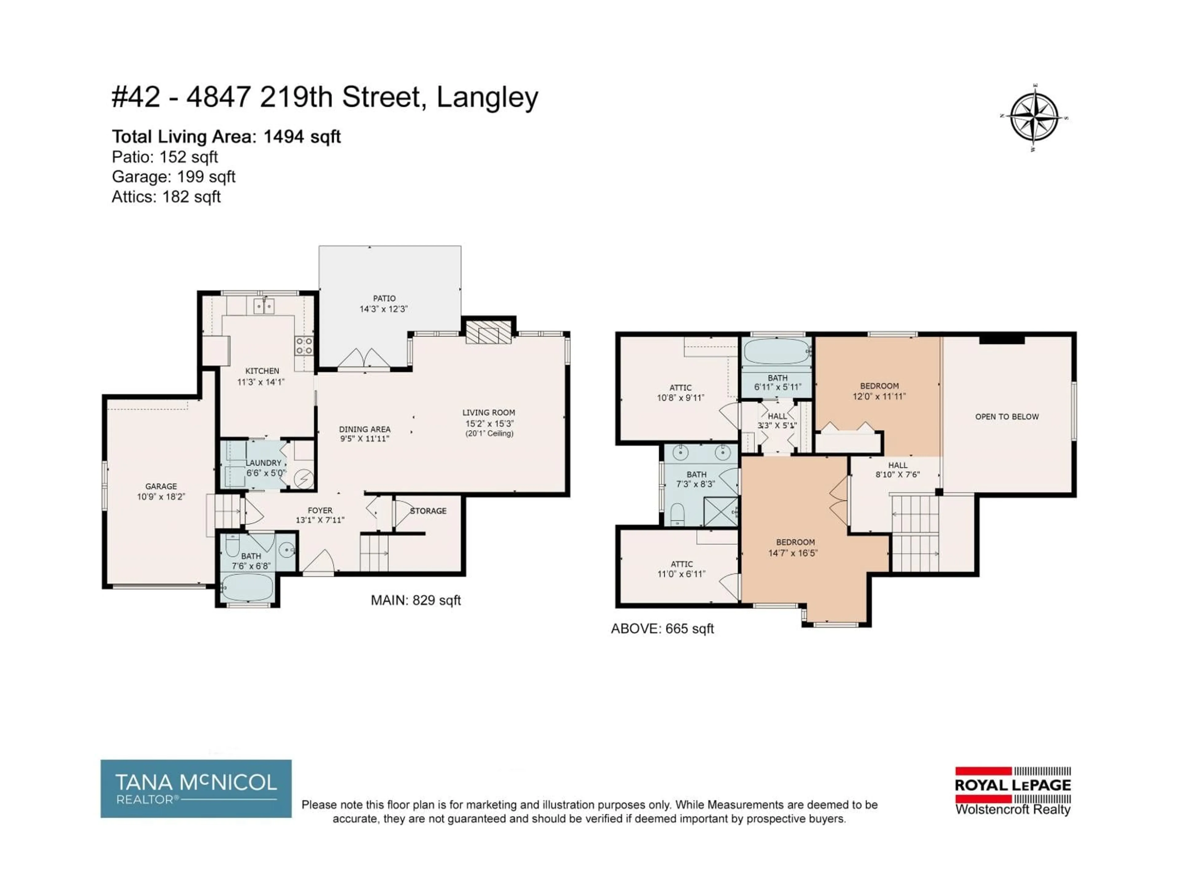 Floor plan for 42 - 4847 219, Langley British Columbia V3A8C1