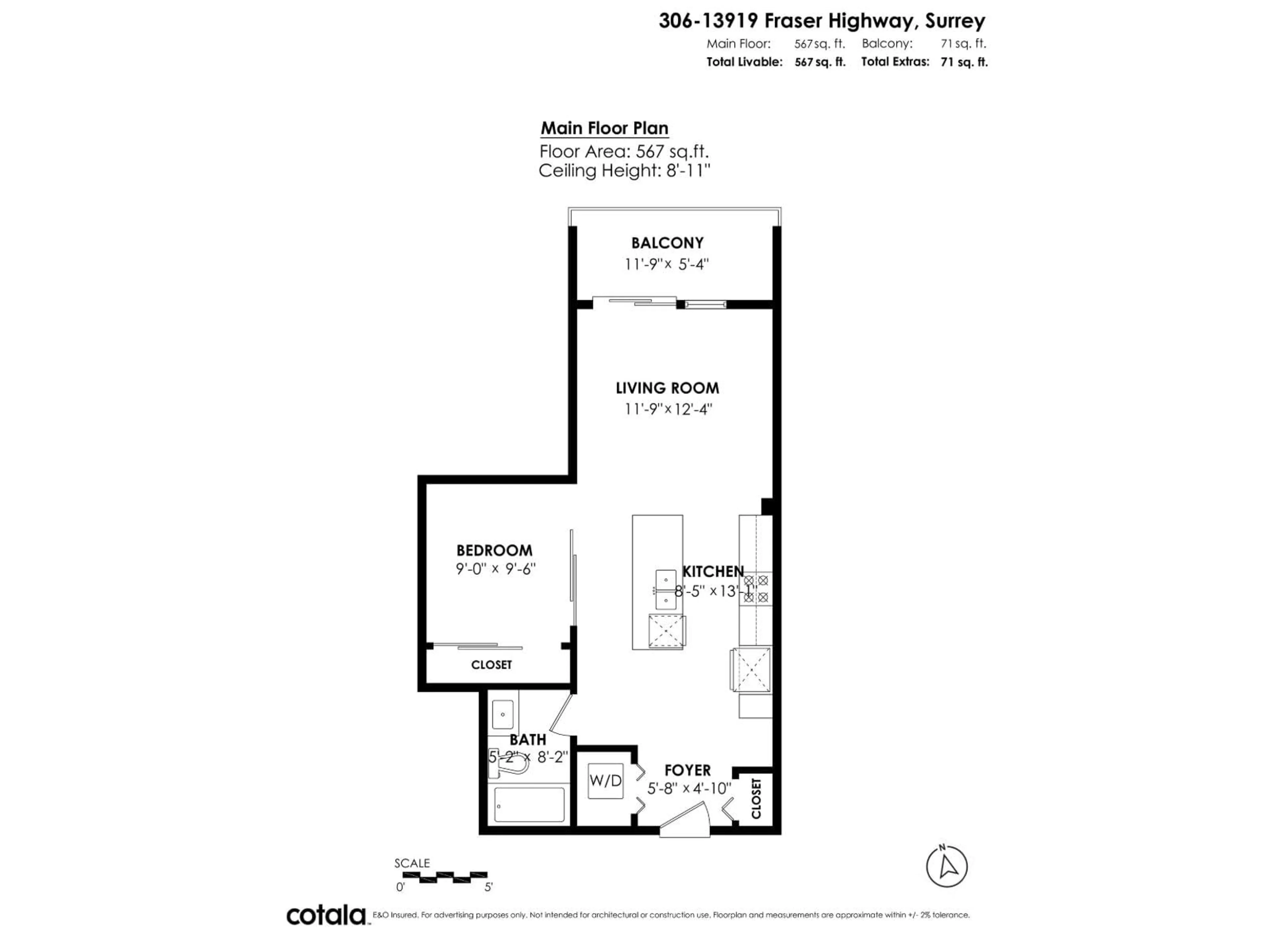 Floor plan for 306 - 13919 FRASER, Surrey British Columbia V3T4E6