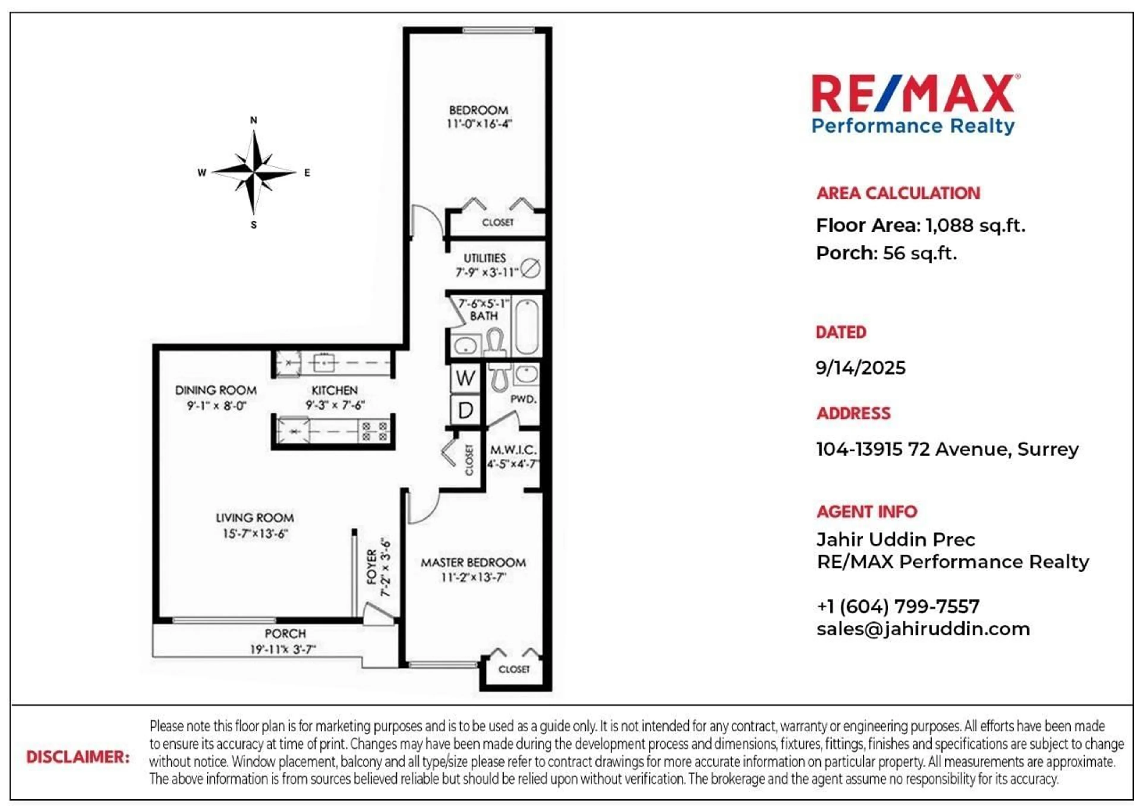 Floor plan for 104 - 13915 72, Surrey British Columbia V3W2P6