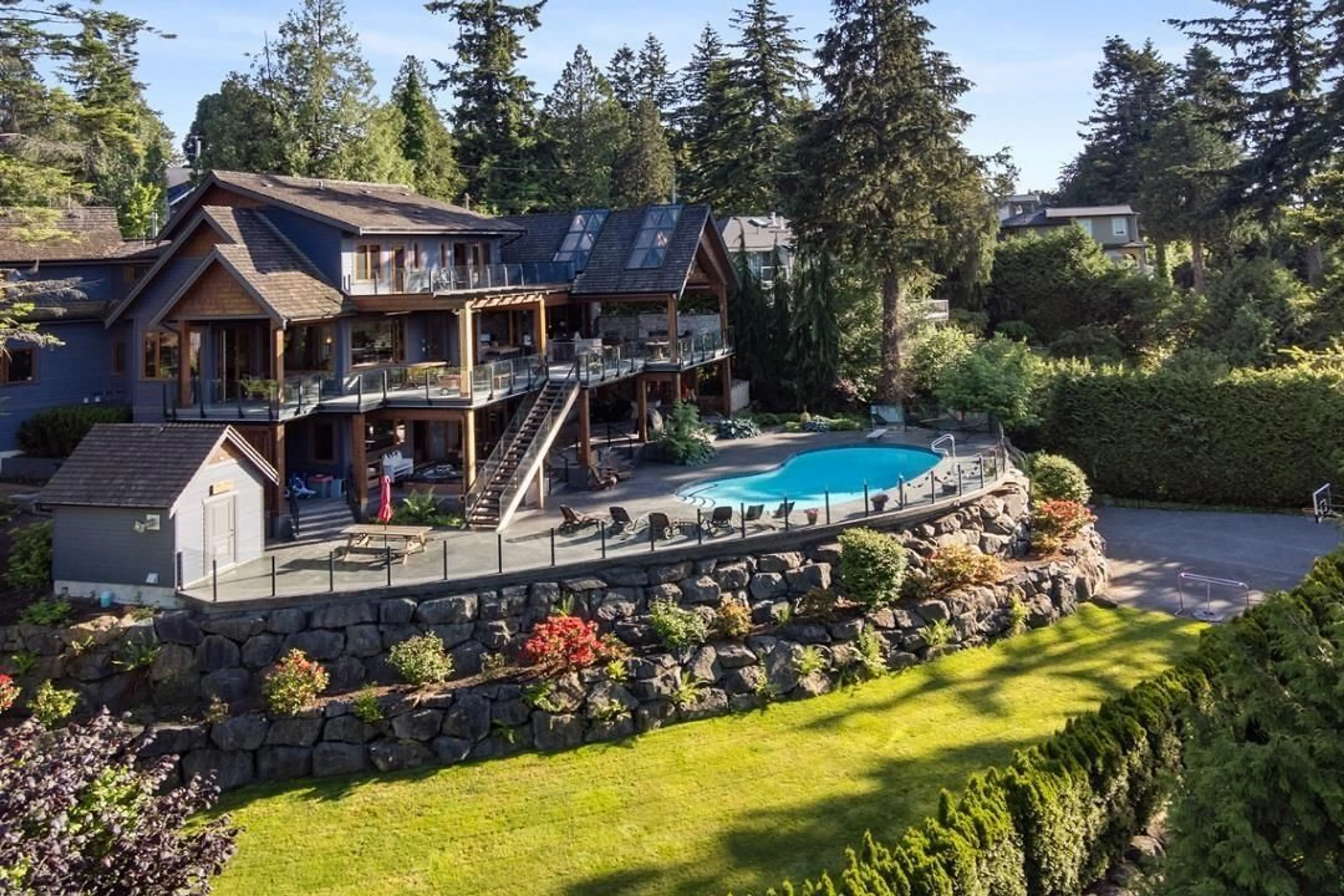 A pic from outside/outdoor area/front of a property/back of a property/a pic from drone, water/lake/river/ocean view for 12503 28, Surrey British Columbia V4A2N8