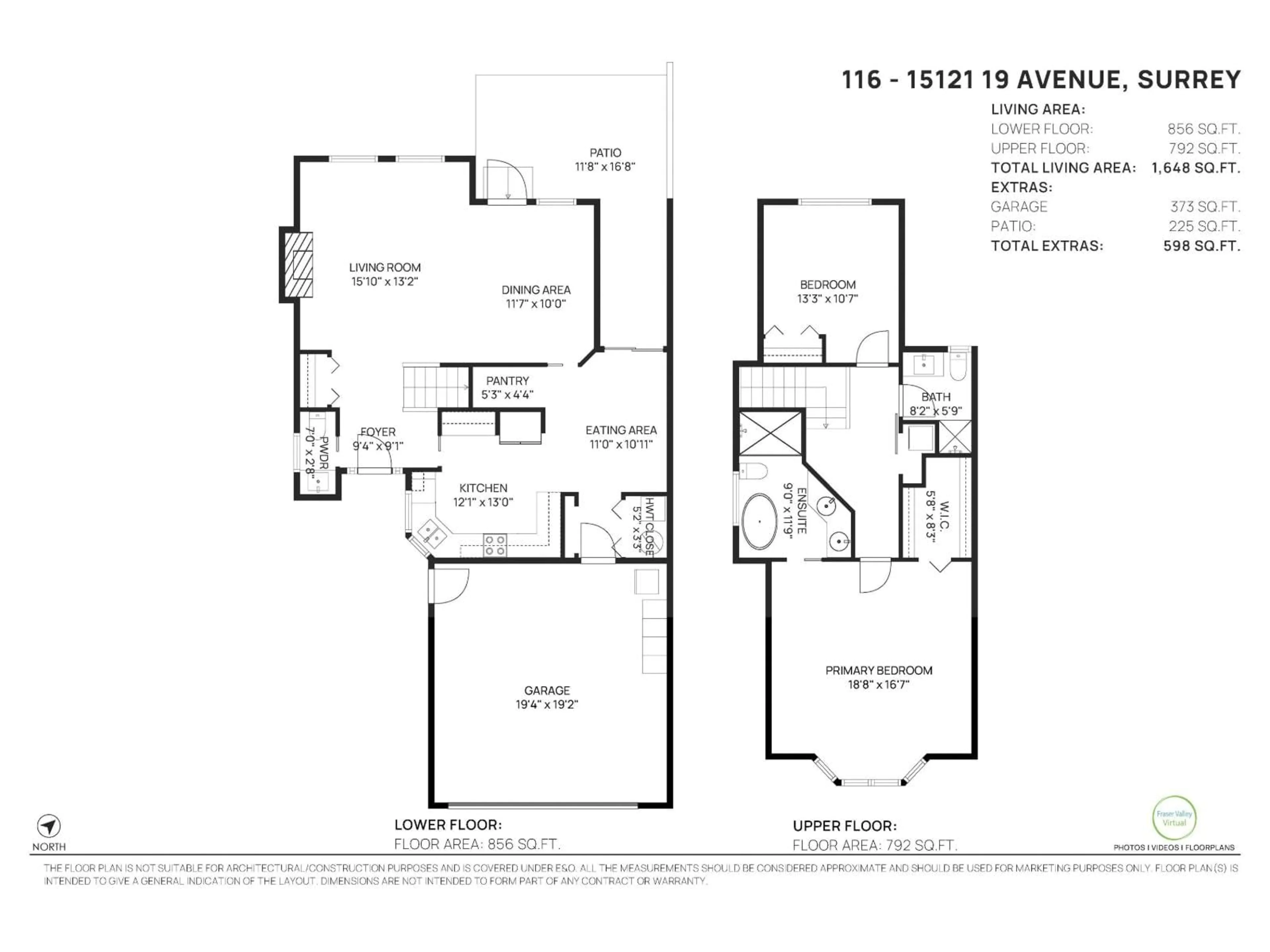 Floor plan for 116 - 15121 19, Surrey British Columbia V4A8J4