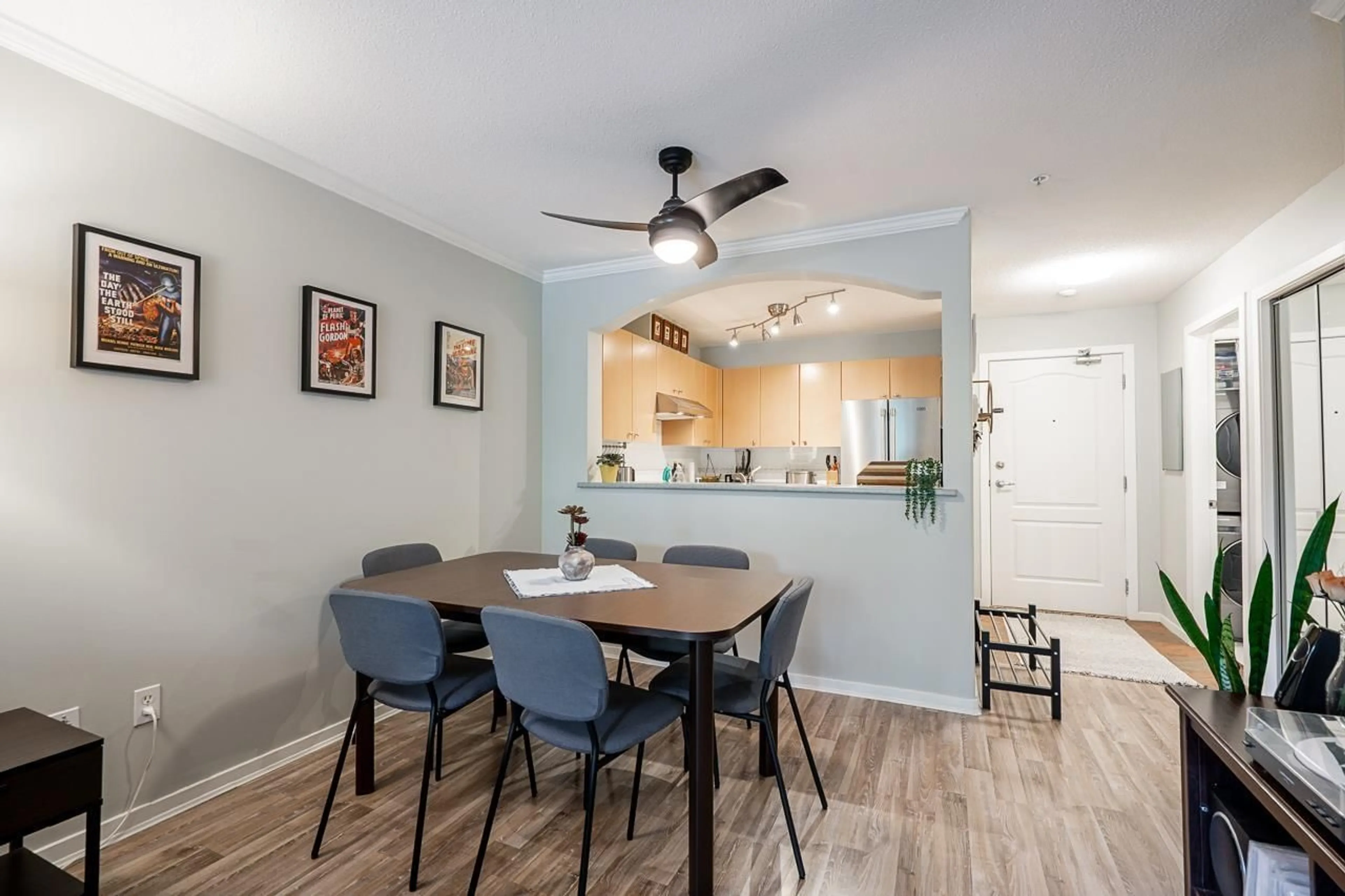 Dining room, wood/laminate floor for 208 - 22022 49, Langley British Columbia V3A3R9