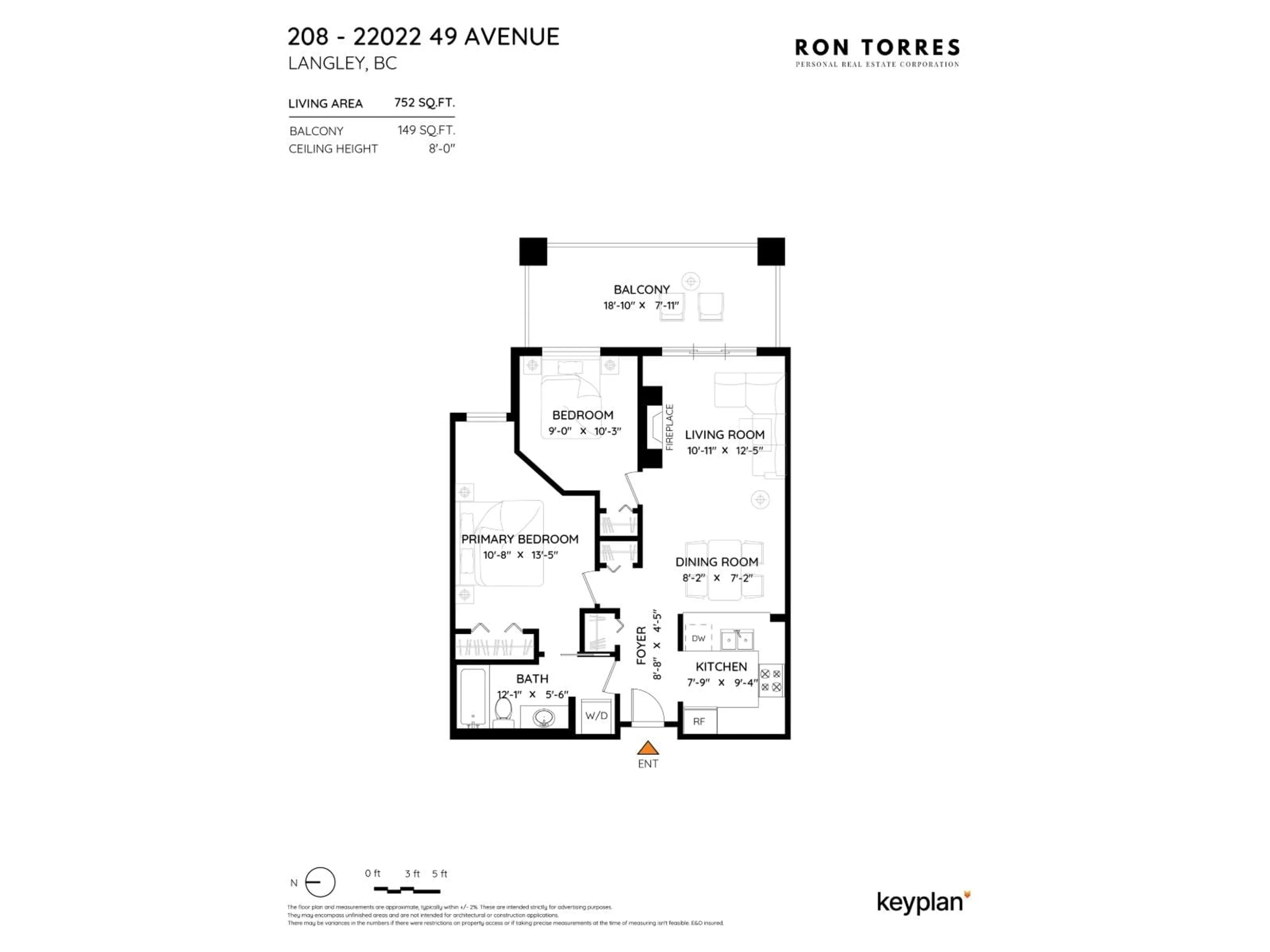 Floor plan for 208 - 22022 49, Langley British Columbia V3A3R9