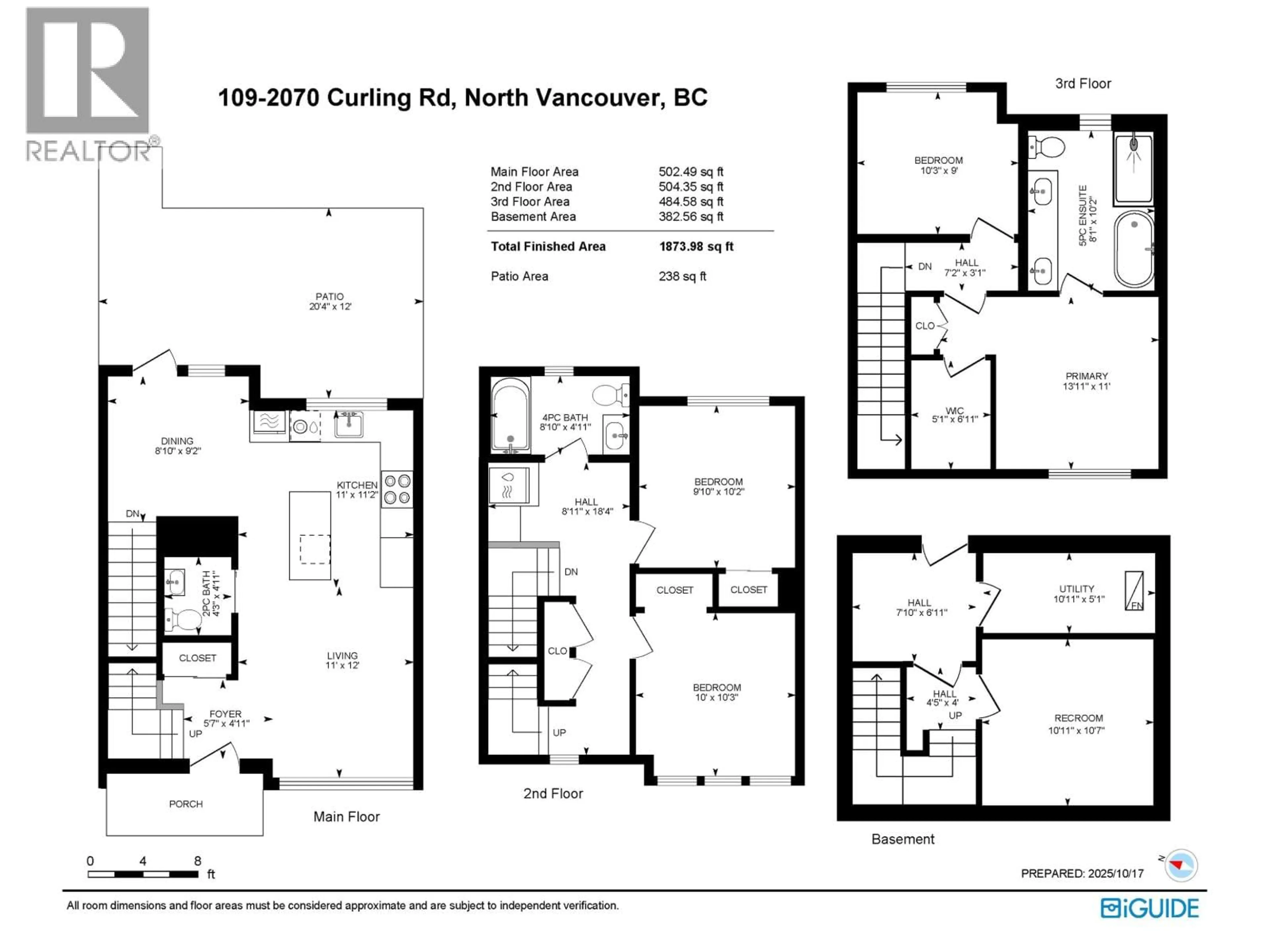 Floor plan for 109 - 2070 CURLING ROAD, North Vancouver British Columbia V7P0C9