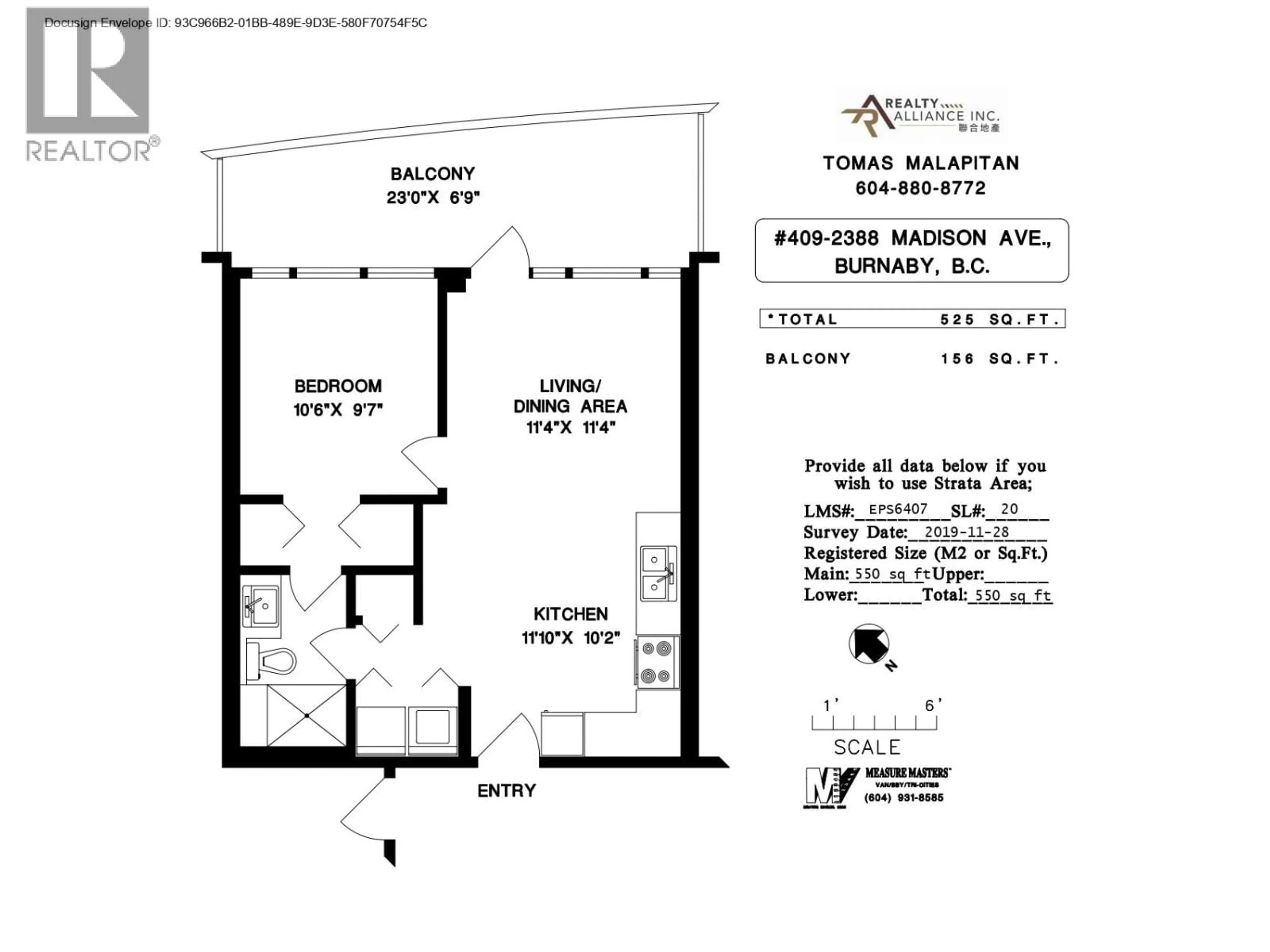 Floor plan for 409 - 2388 MADISON AVENUE, Burnaby British Columbia V5C0K8