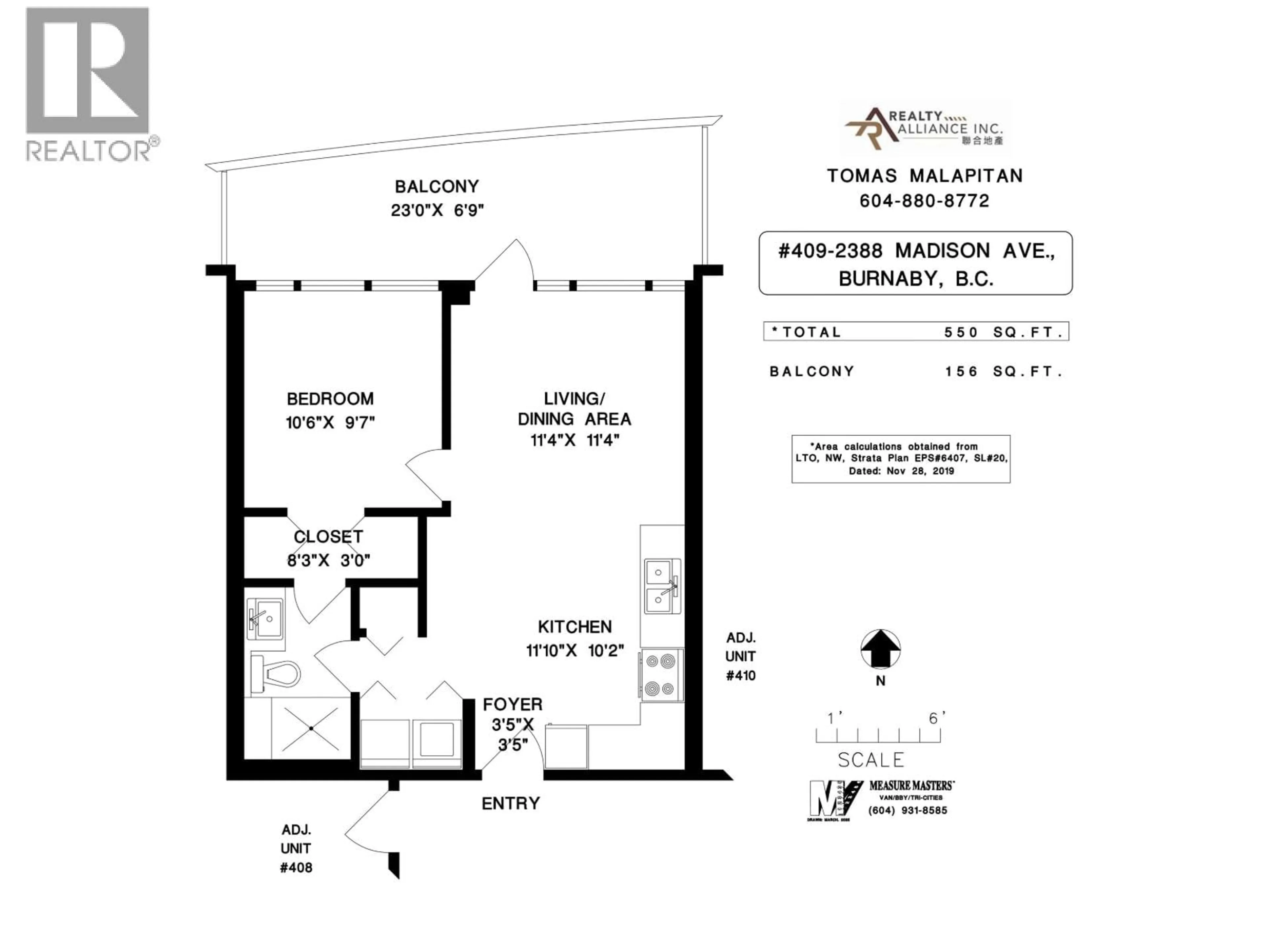 Floor plan for 409 - 2388 MADISON AVENUE, Burnaby British Columbia V5C0K8