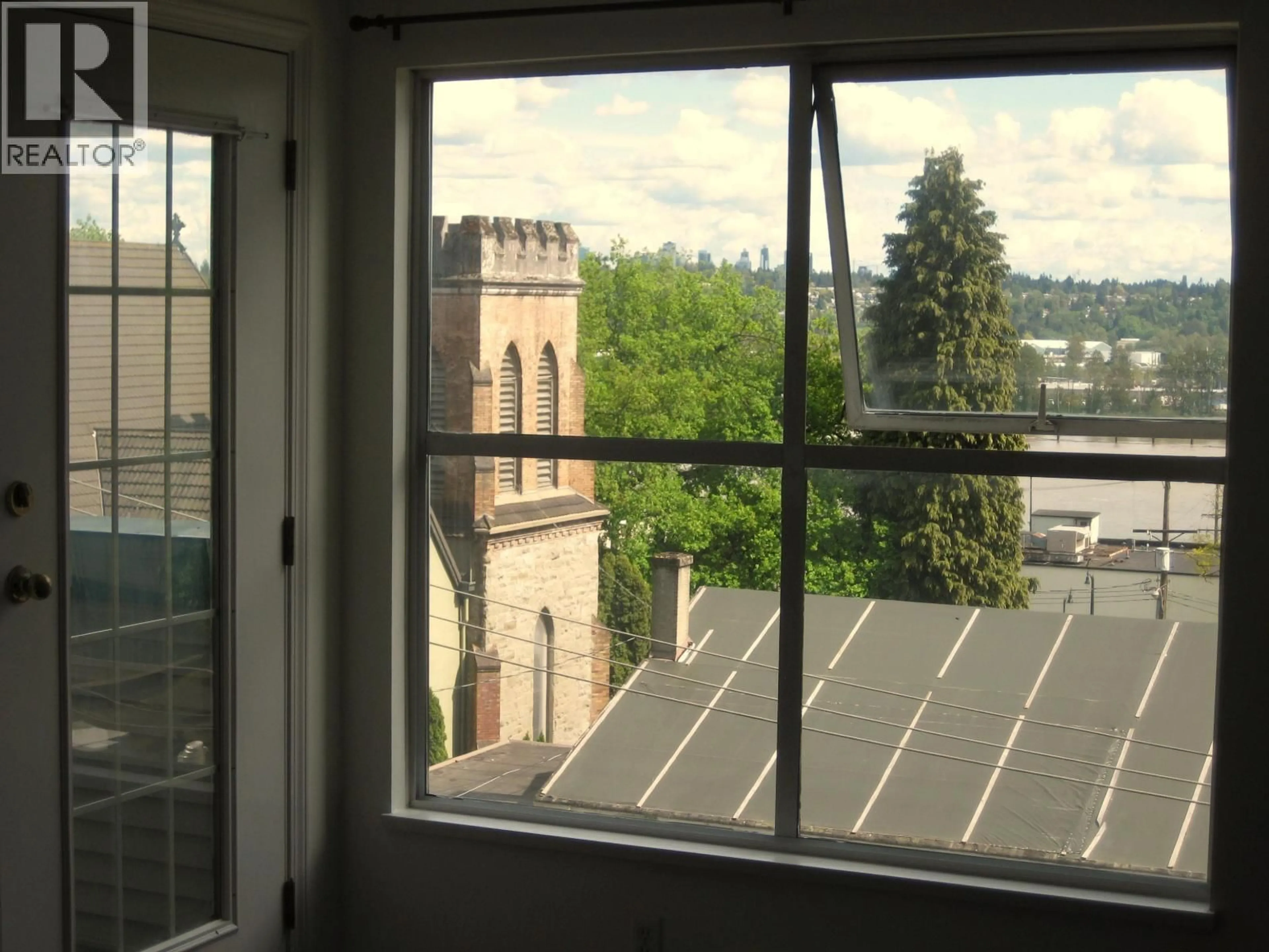 Balcony in the apartment, city buildings view from balcony for 402 - 509 CARNARVON STREET, New Westminster British Columbia V3L5S4