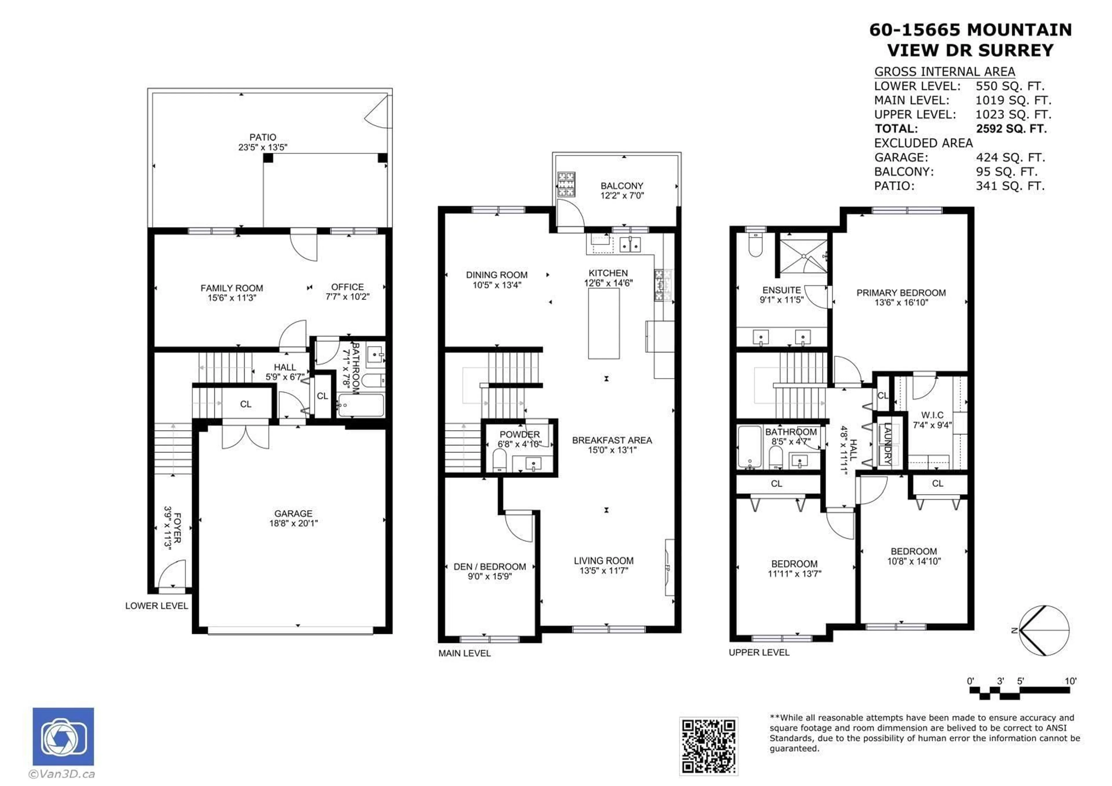 Floor plan for 60 - 15665 MOUNTAIN VIEW, Surrey British Columbia V3Z0W8