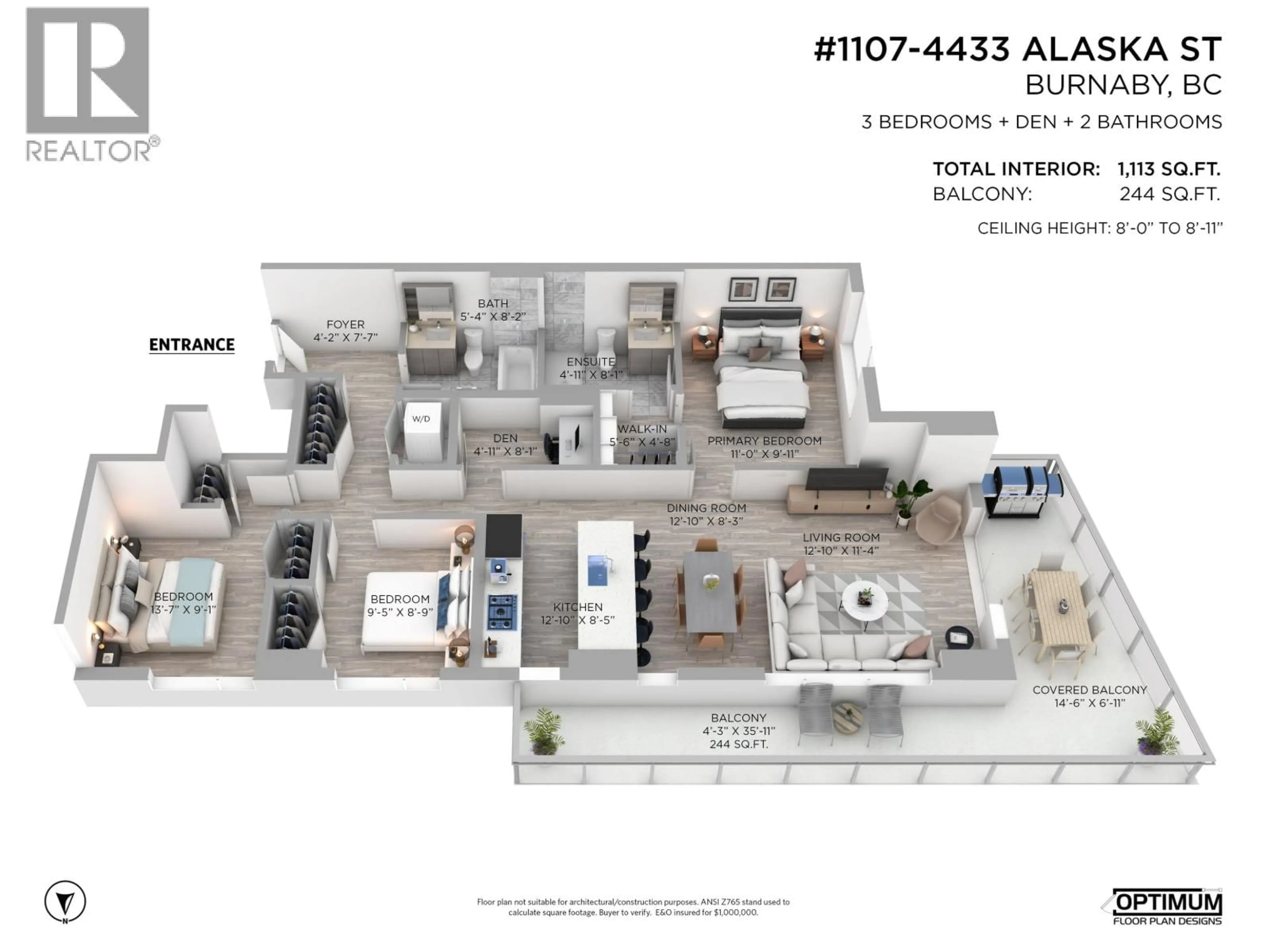 Floor plan for 1107 - 4433 ALASKA STREET, Burnaby British Columbia V5C0N3