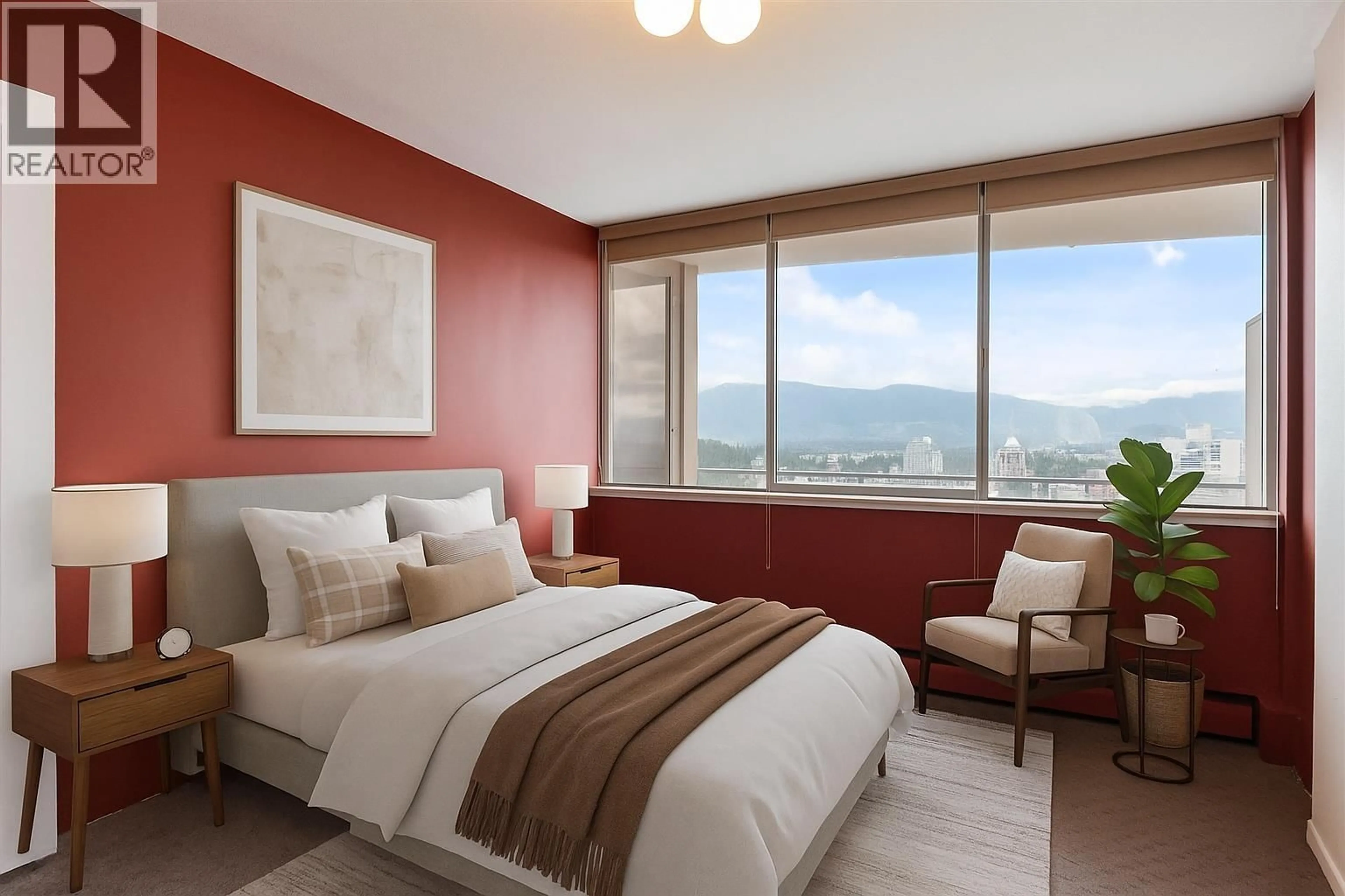 Bedroom with bed, wood/laminate floor for 2506 - 1850 COMOX STREET, Vancouver British Columbia V6G1R3