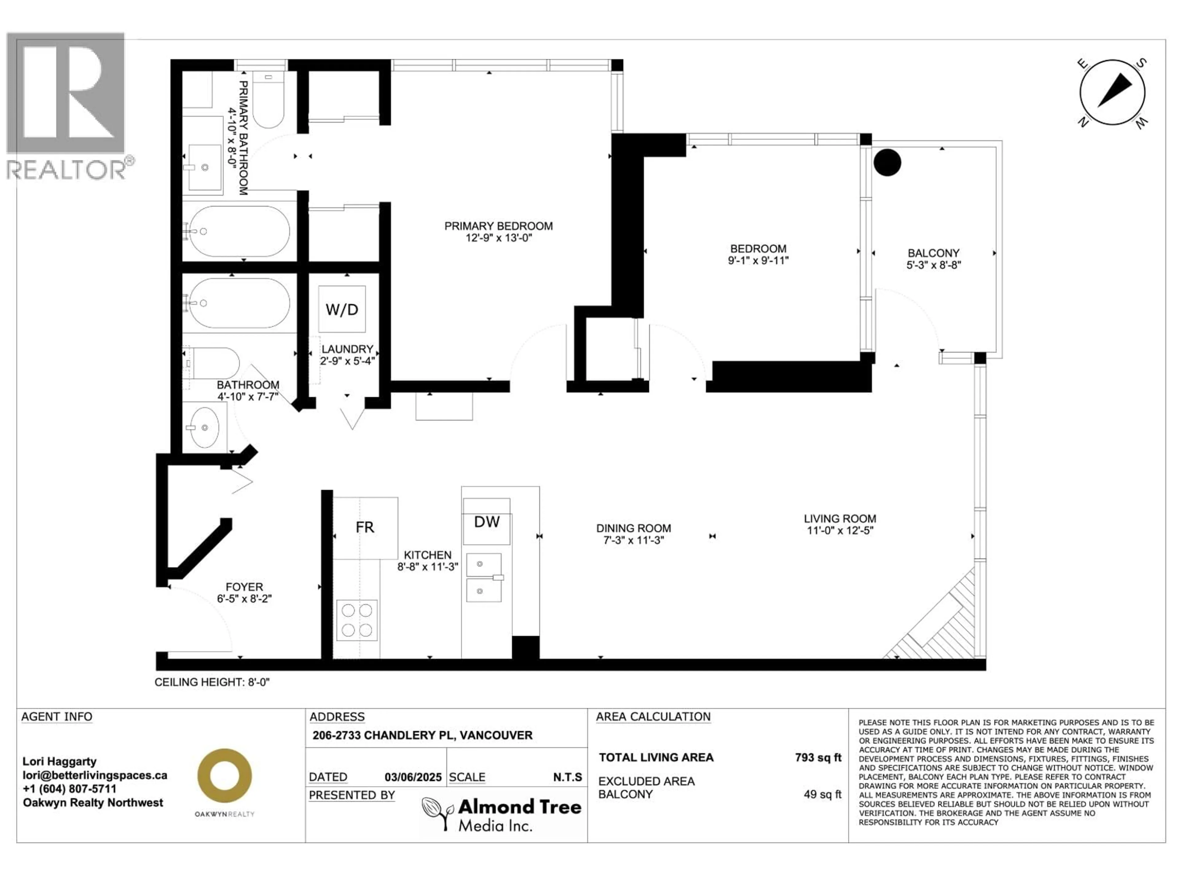 Floor plan for 206 - 2733 CHANDLERY PLACE, Vancouver British Columbia V5S4V3