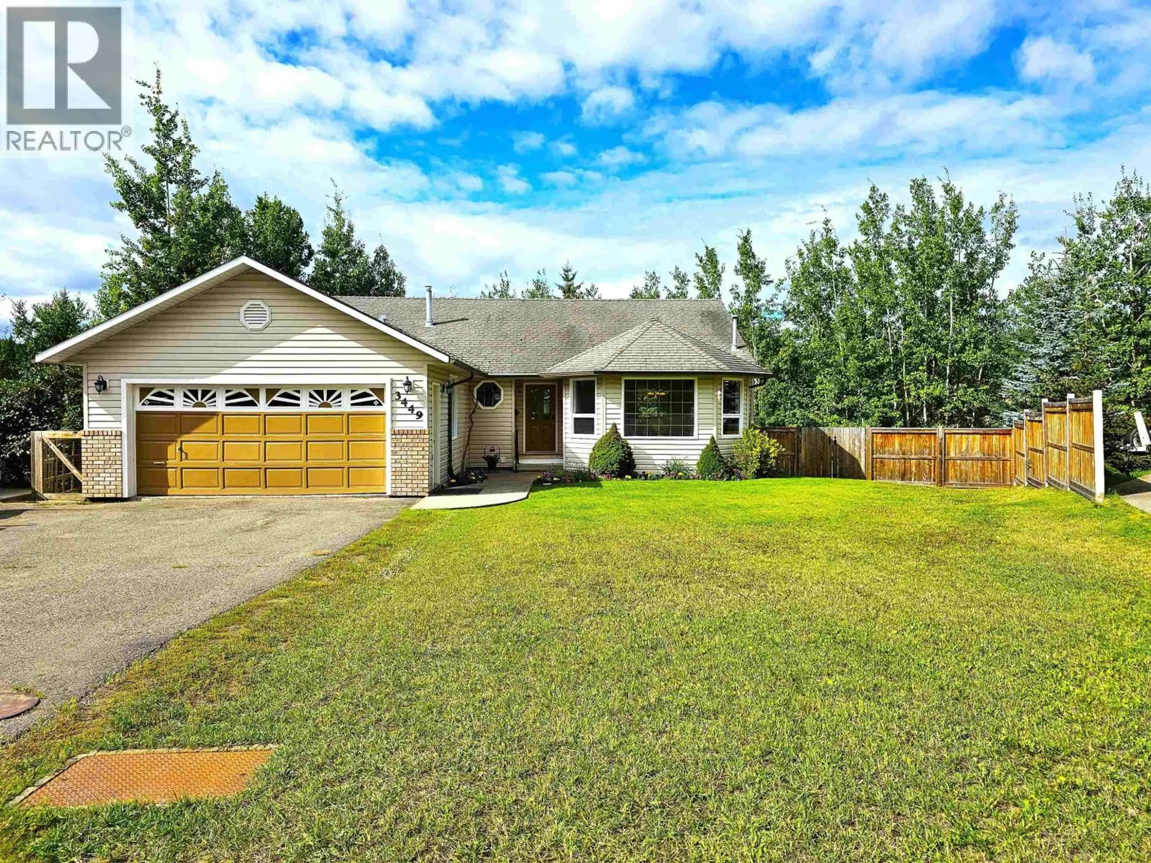 Home with vinyl exterior material, street for 3449 CLEARWOOD PLACE, Prince George British Columbia V2K4R1