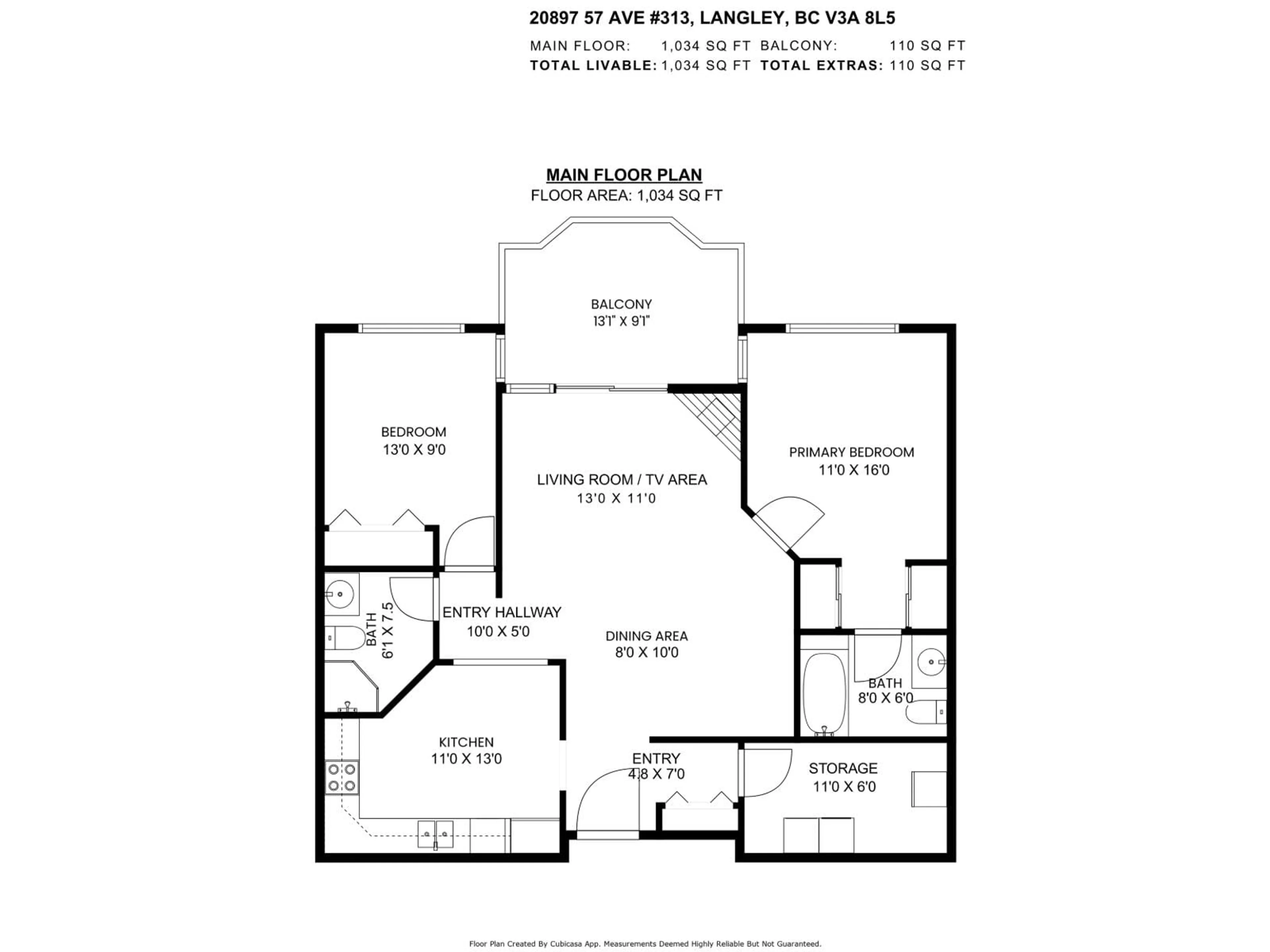 Floor plan for 313 - 20897 57, Langley British Columbia V3A8L5