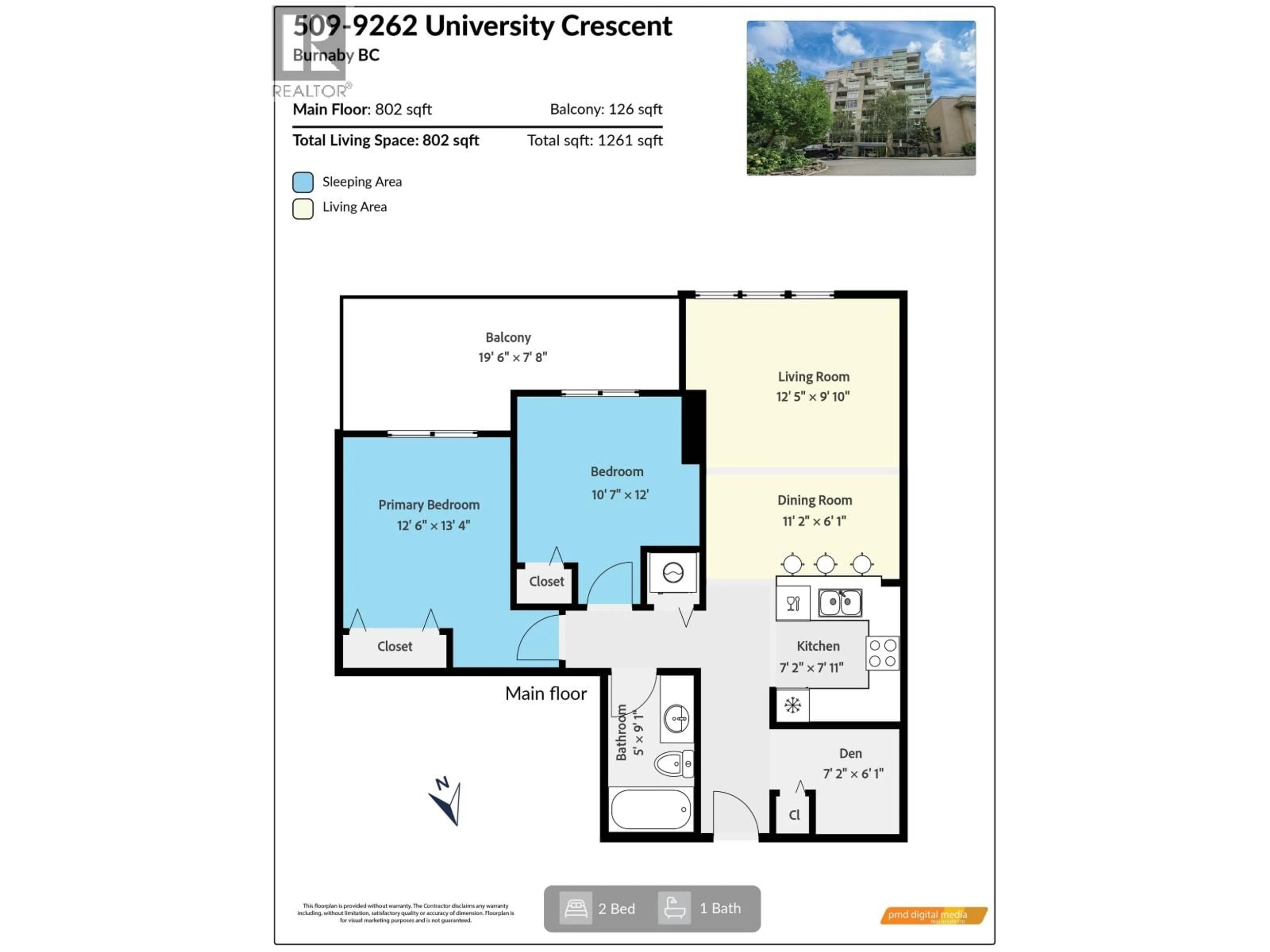 Floor plan for 509 - 9262 UNIVERSITY CRESCENT, Burnaby British Columbia V5A0A4