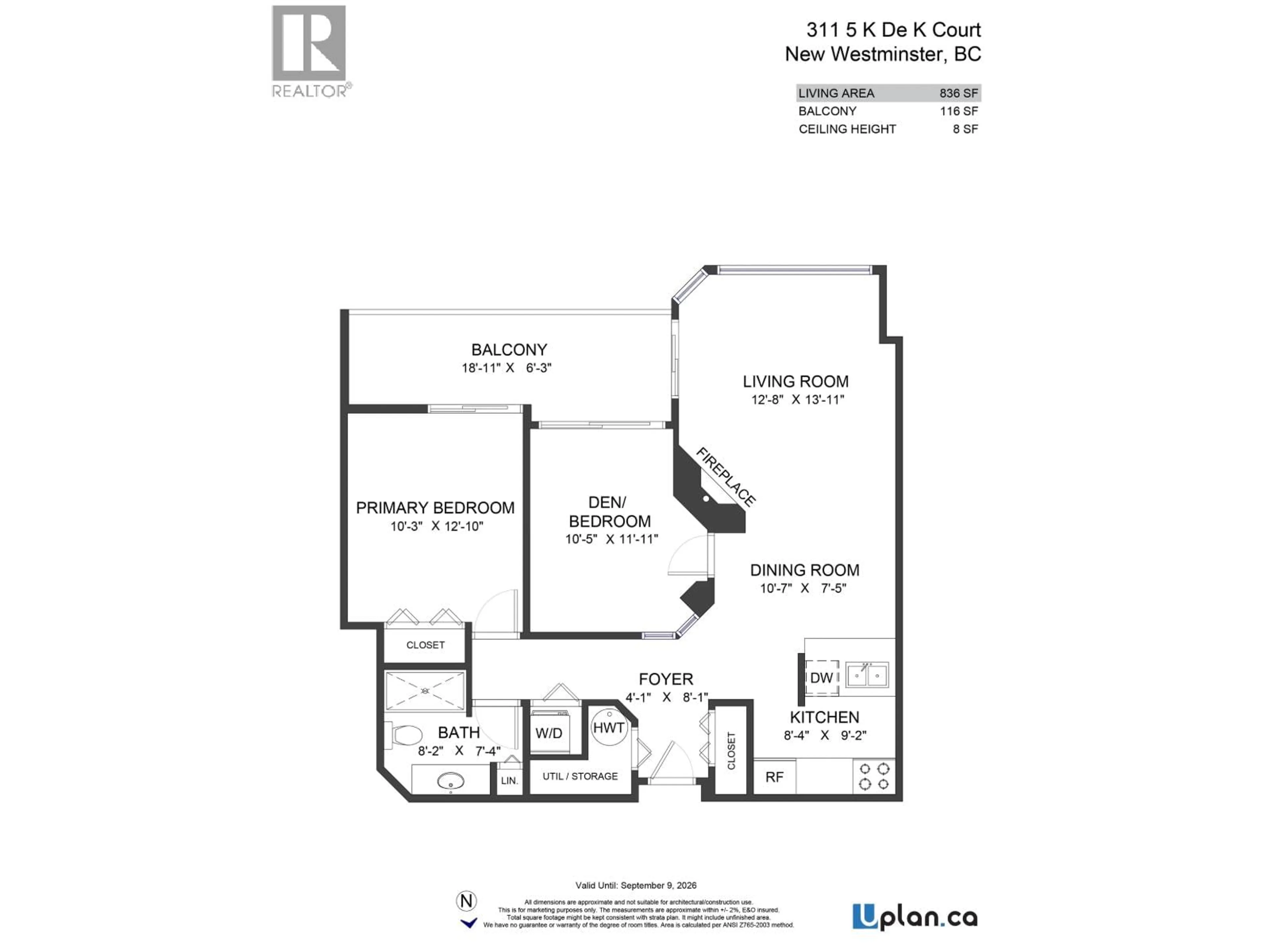 Floor plan for 311 - 5 K DE K COURT, New Westminster British Columbia V3M6B6