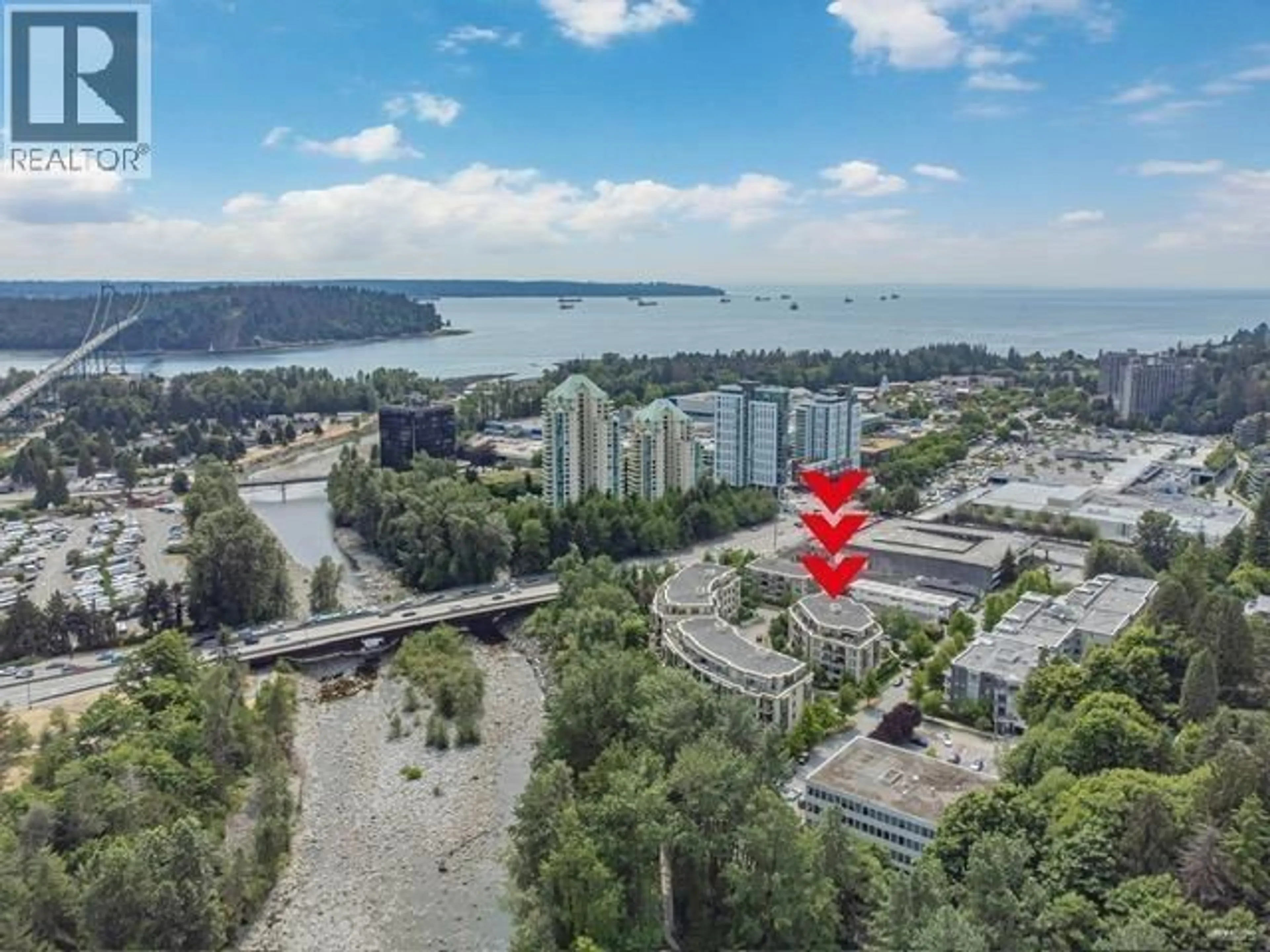 A pic from outside/outdoor area/front of a property/back of a property/a pic from drone, water/lake/river/ocean view for 202 - 533 WATERS EDGE CRESCENT, West Vancouver British Columbia V7T0A2