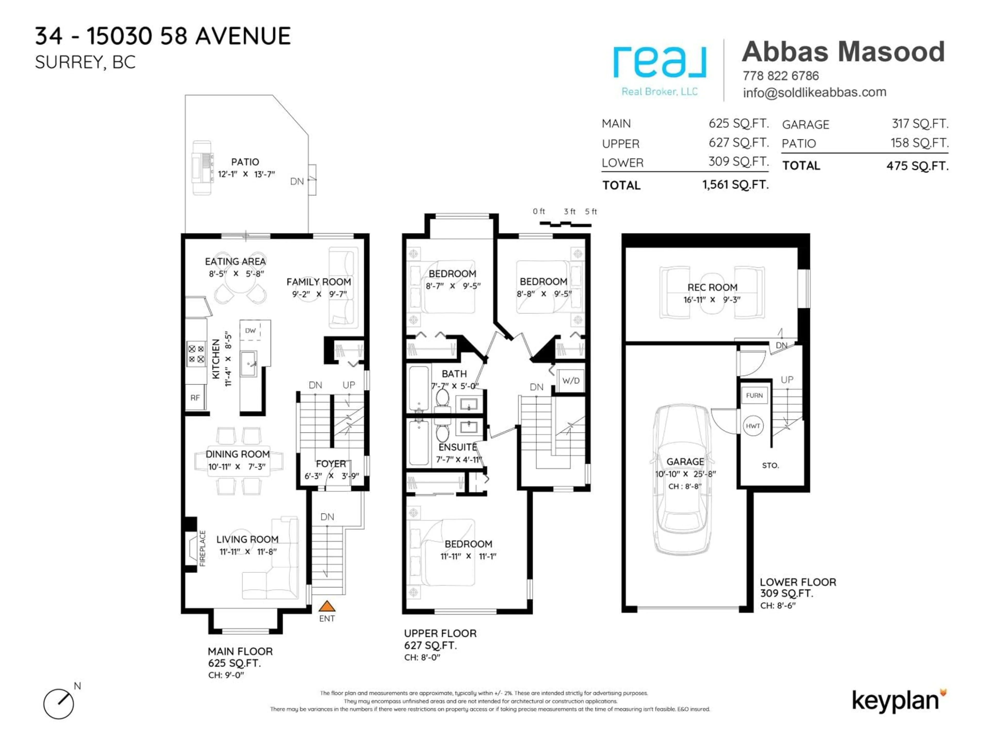 Floor plan for 34 - 15030 58, Surrey British Columbia V3S9G3