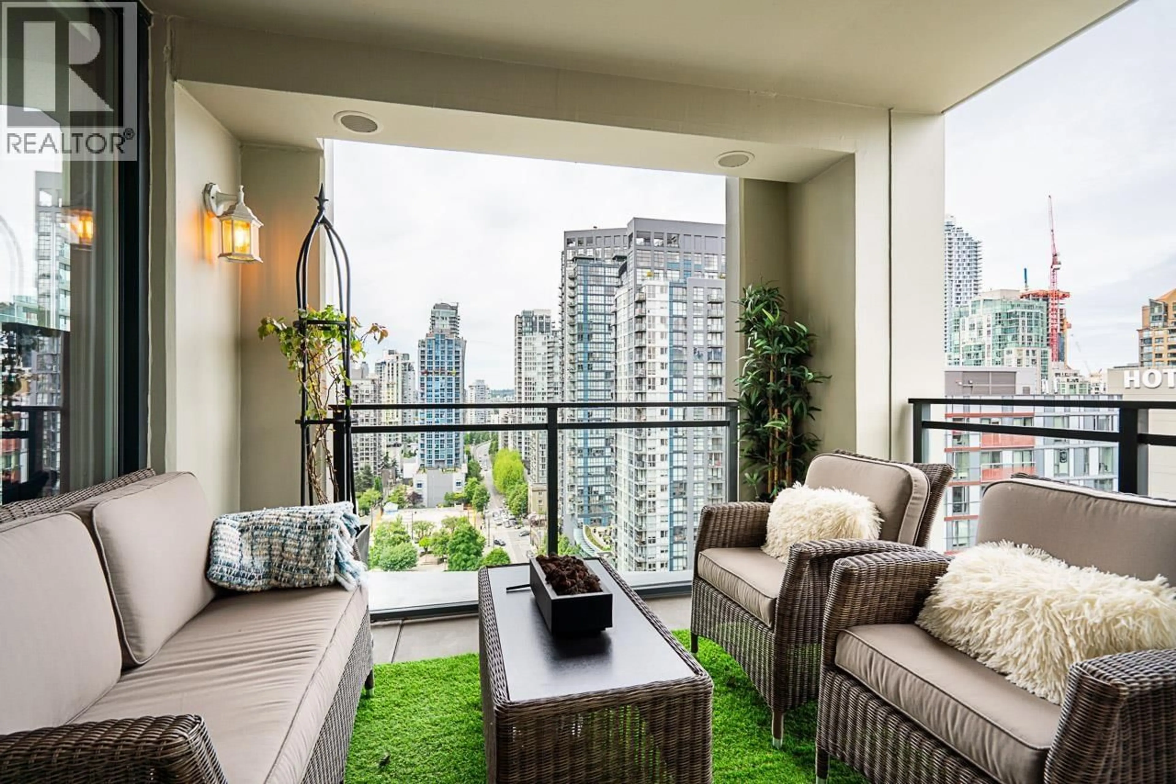 Patio, city buildings view from balcony for PH3 - 1082 SEYMOUR STREET, Vancouver British Columbia V6B1X9
